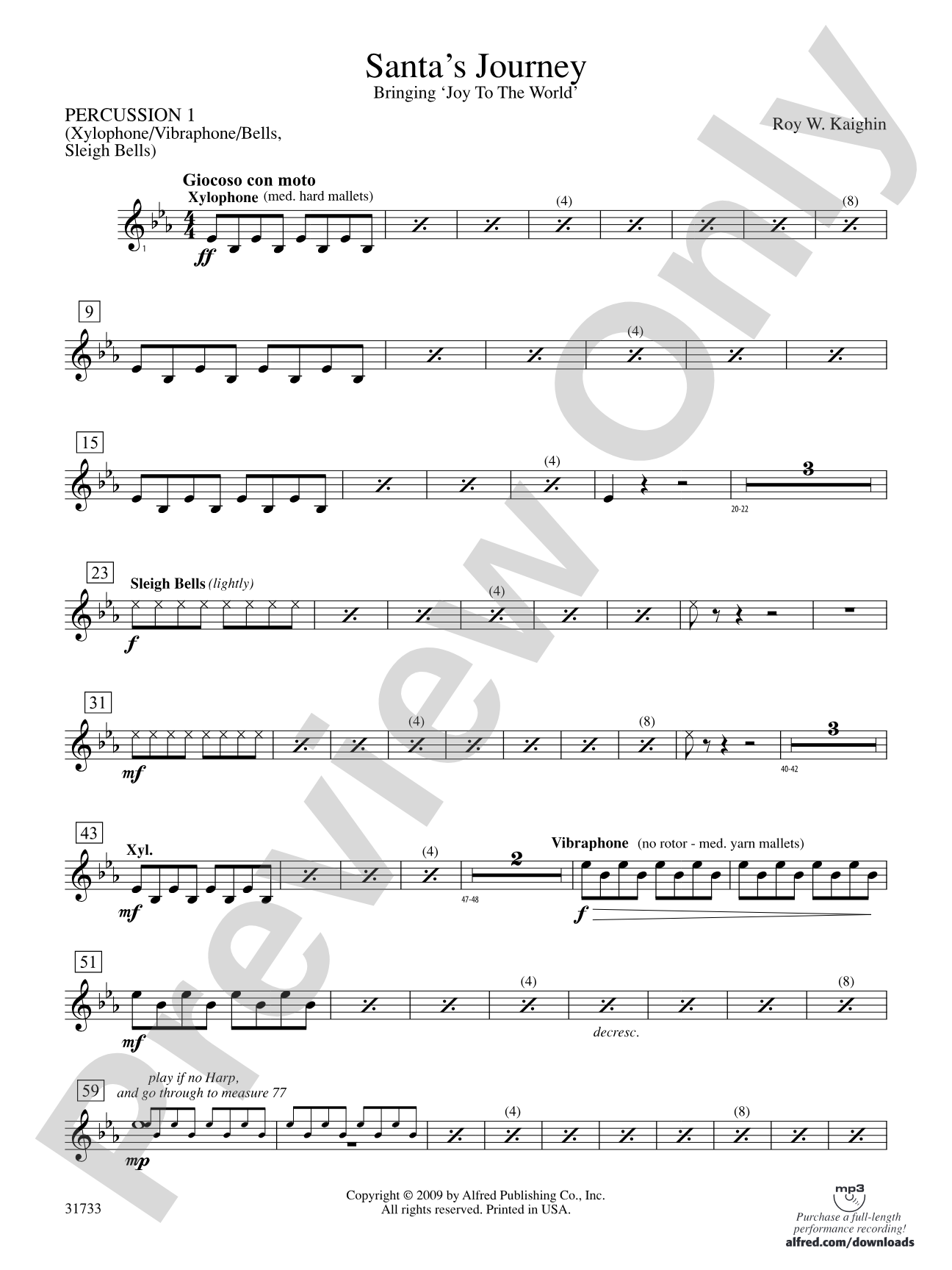 Santa's Journey (Bringing "Joy to the World"): 1st Percussion