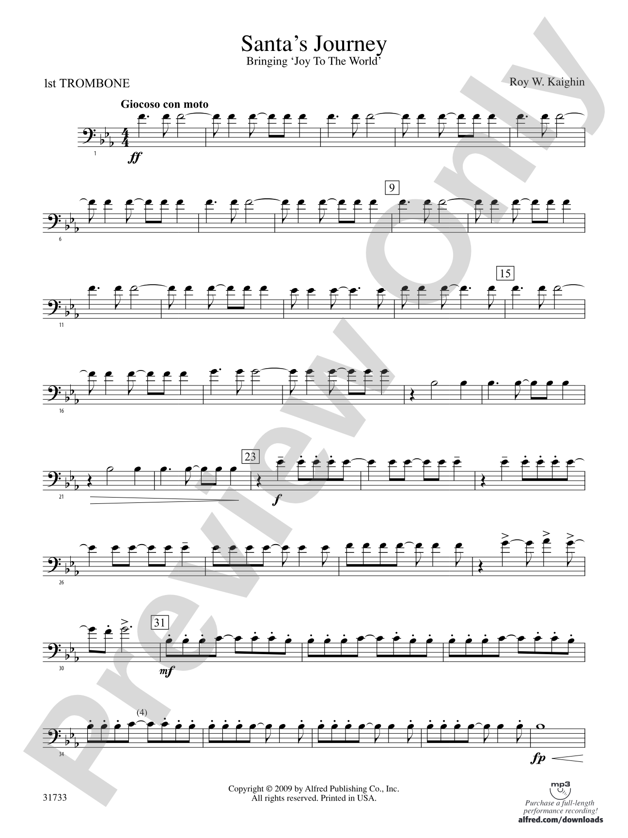 Santa's Journey (Bringing "Joy to the World"): 1st Trombone