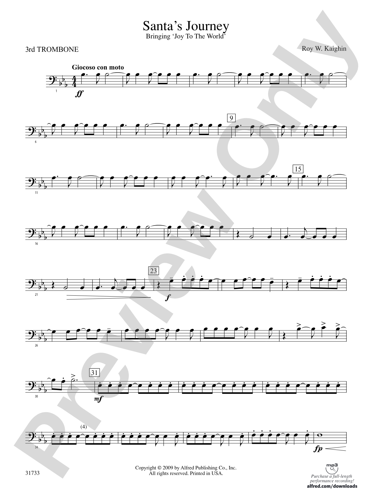 Santa's Journey (Bringing "Joy to the World"): 3rd Trombone