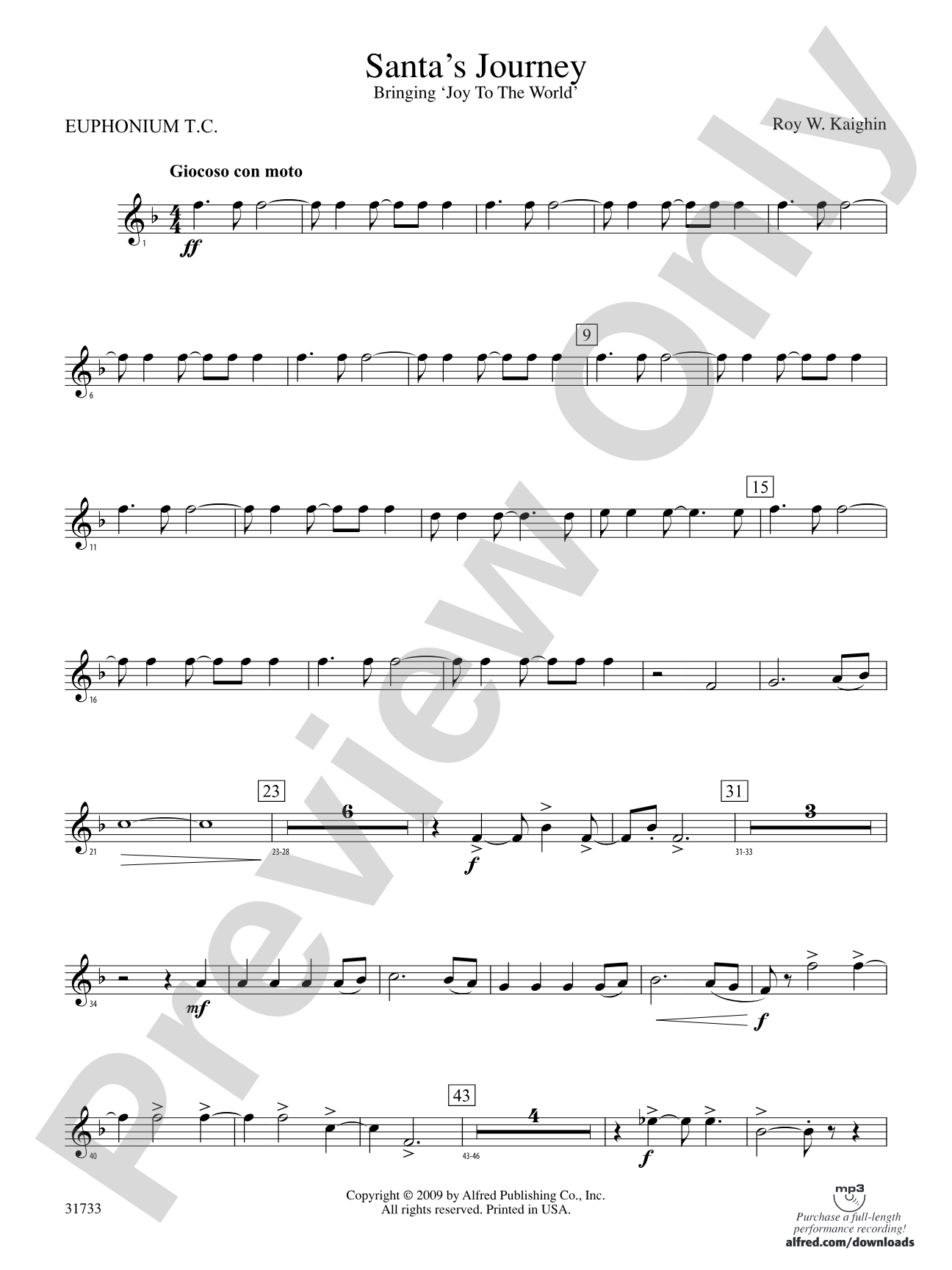 Santa's Journey (Bringing "Joy to the World"): (wp) Baritone T.C.