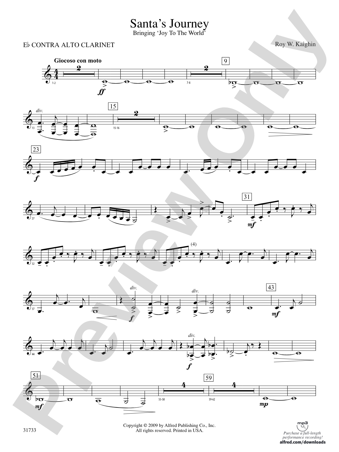 Santa's Journey (Bringing "Joy to the World"): (wp) E-flat Contrabass Clarinet