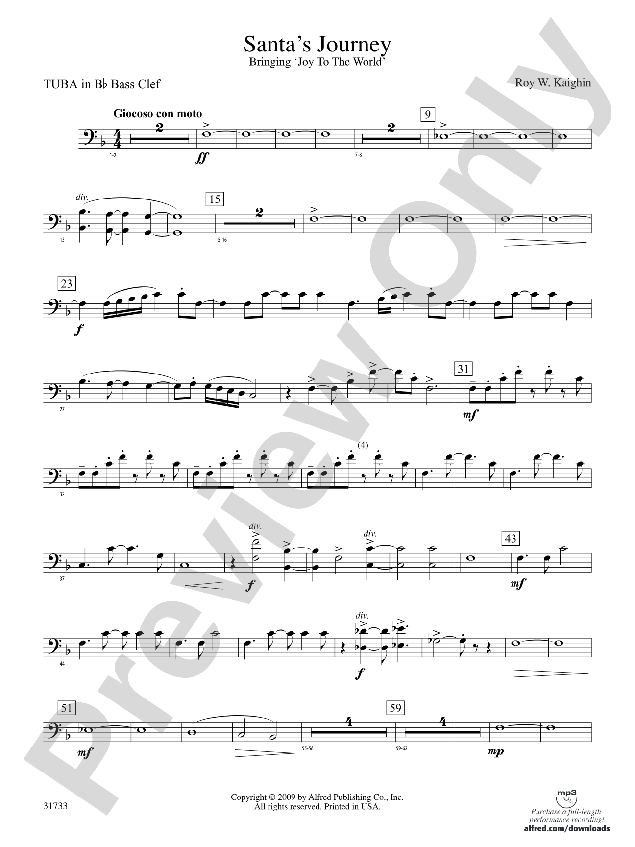 Santa's Journey (Bringing "Joy to the World"): (wp) B-flat Tuba B.C.