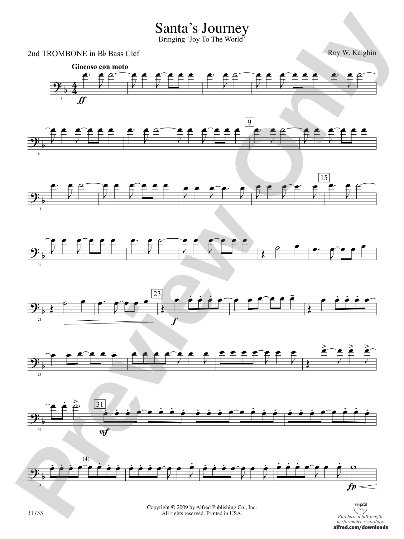 Santa's Journey (Bringing "Joy to the World"): (wp) 2nd B-flat Trombone B.C.