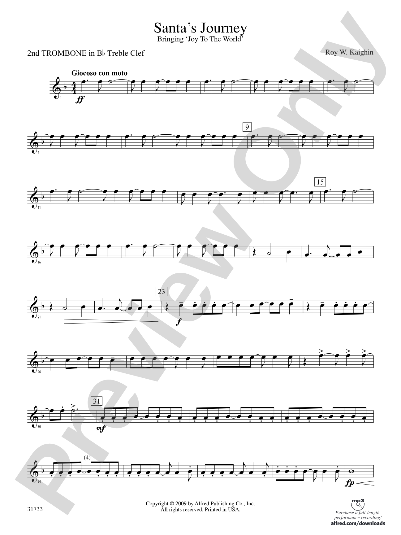 Santa's Journey (Bringing "Joy to the World"): (wp) 2nd B-flat Trombone T.C.