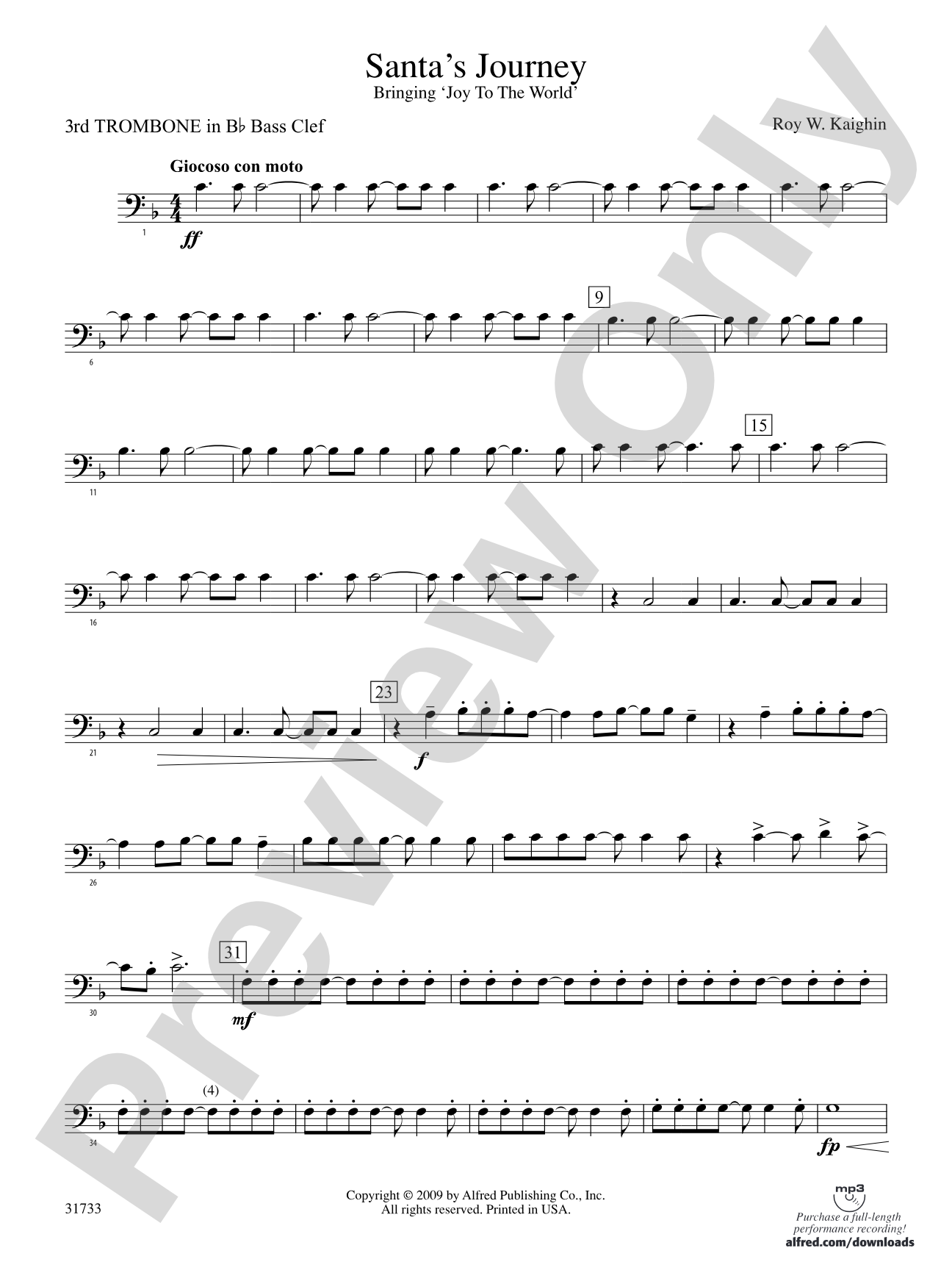 Santa's Journey (Bringing "Joy to the World"): (wp) 3rd B-flat Trombone B.C.