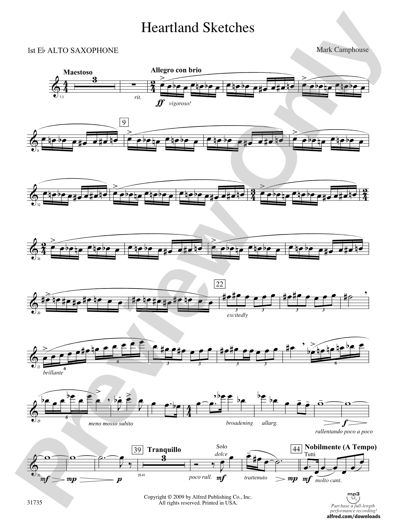 Heartland Sketches: E-flat Alto Saxophone