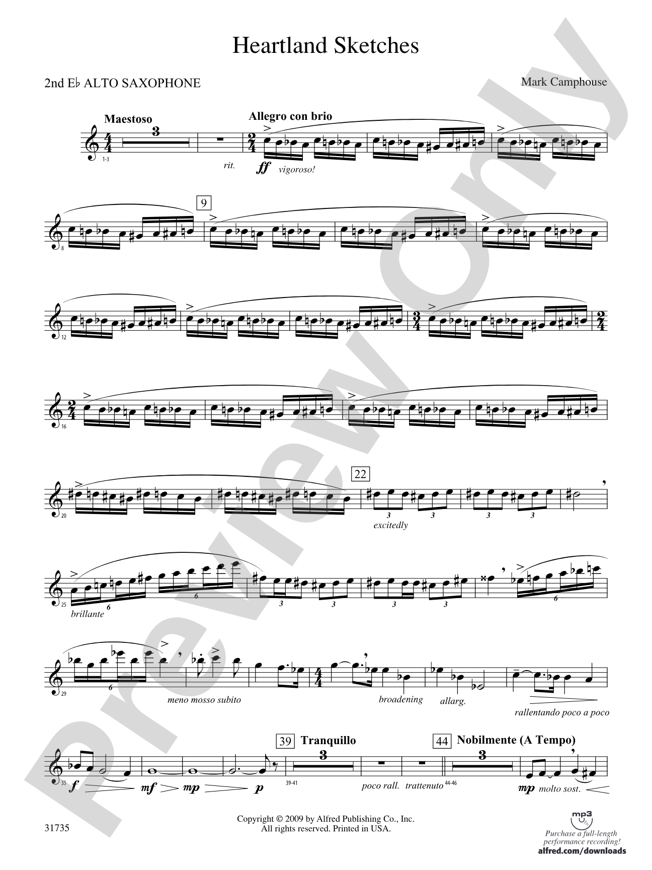 Heartland Sketches: 2nd E-flat Alto Saxophone