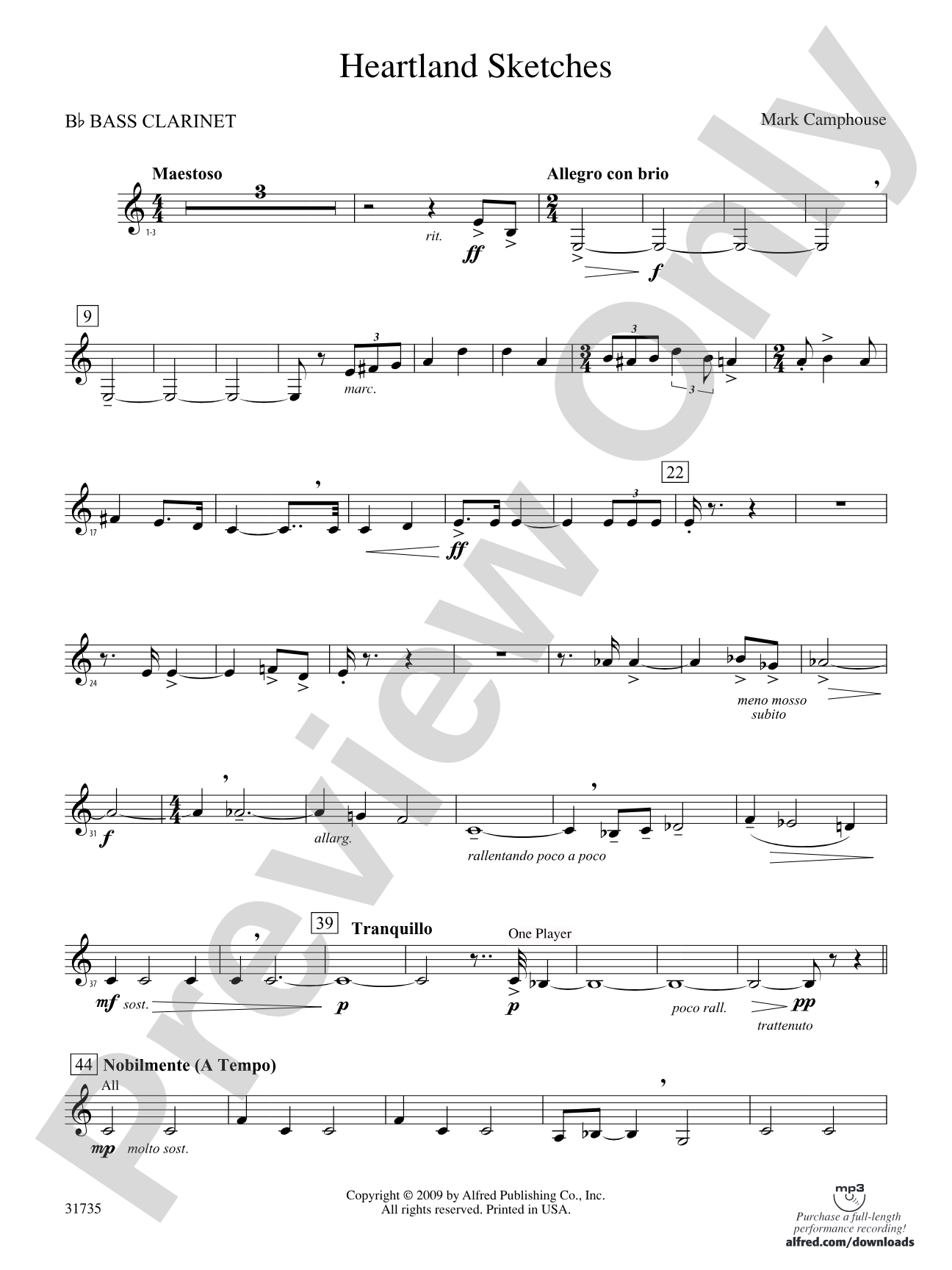 Heartland Sketches: B-flat Bass Clarinet
