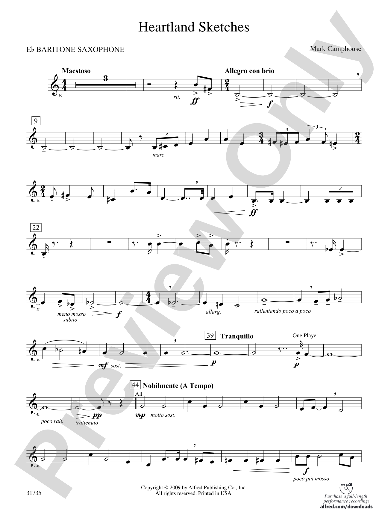 Heartland Sketches: E-flat Baritone Saxophone