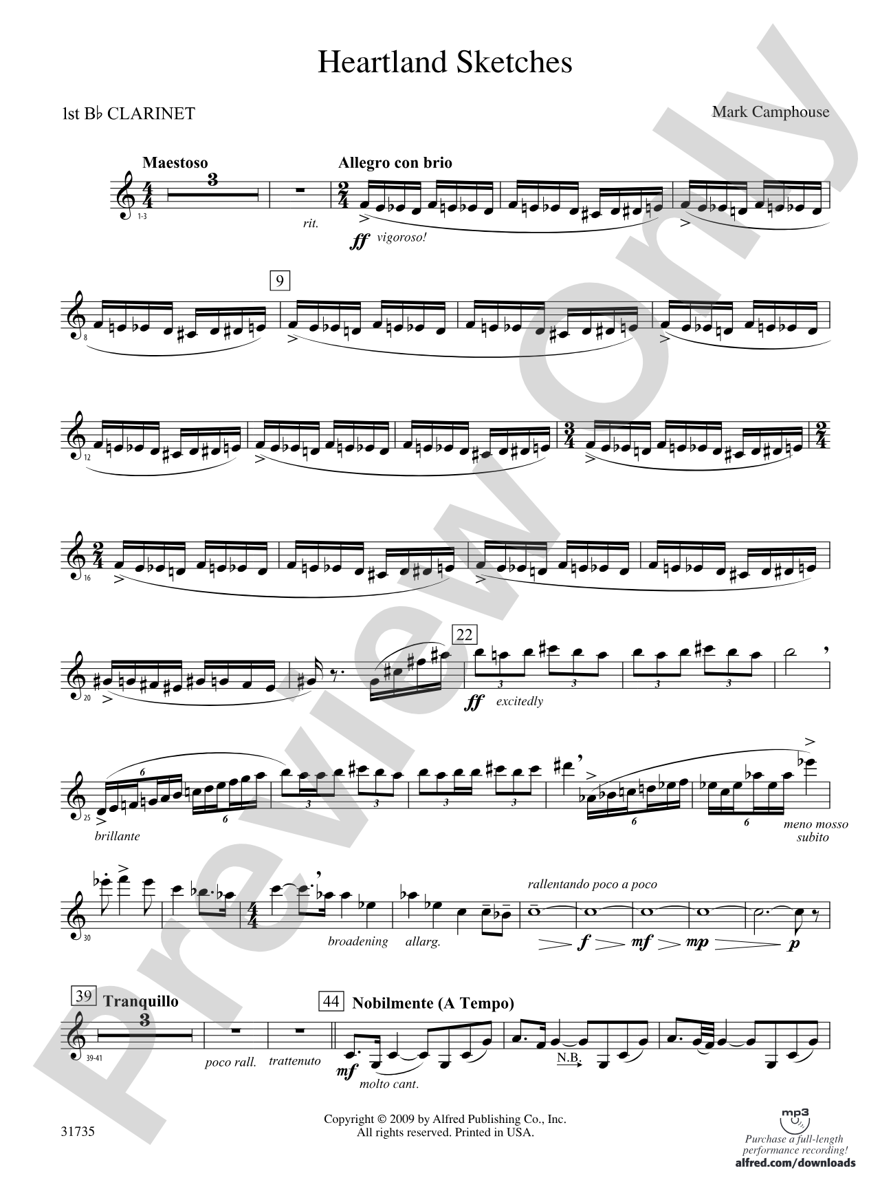 Heartland Sketches: 1st B-flat Clarinet