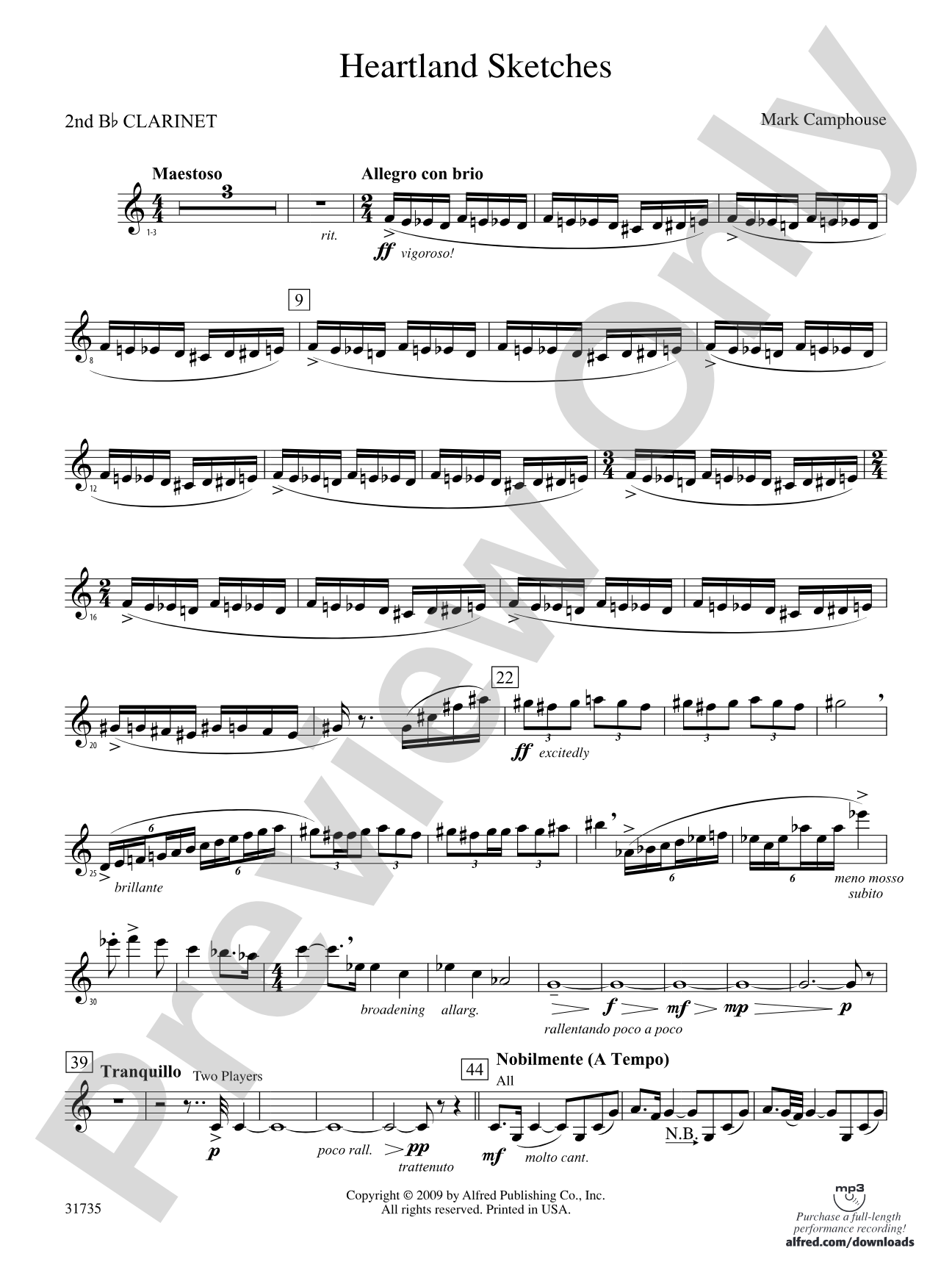 Heartland Sketches: 2nd B-flat Clarinet