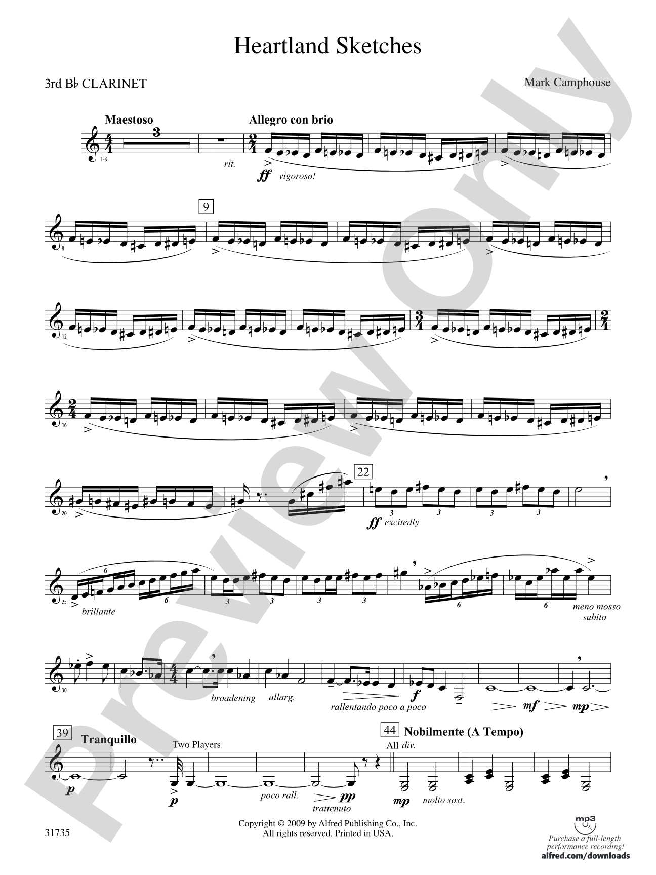 Heartland Sketches: 3rd B-flat Clarinet