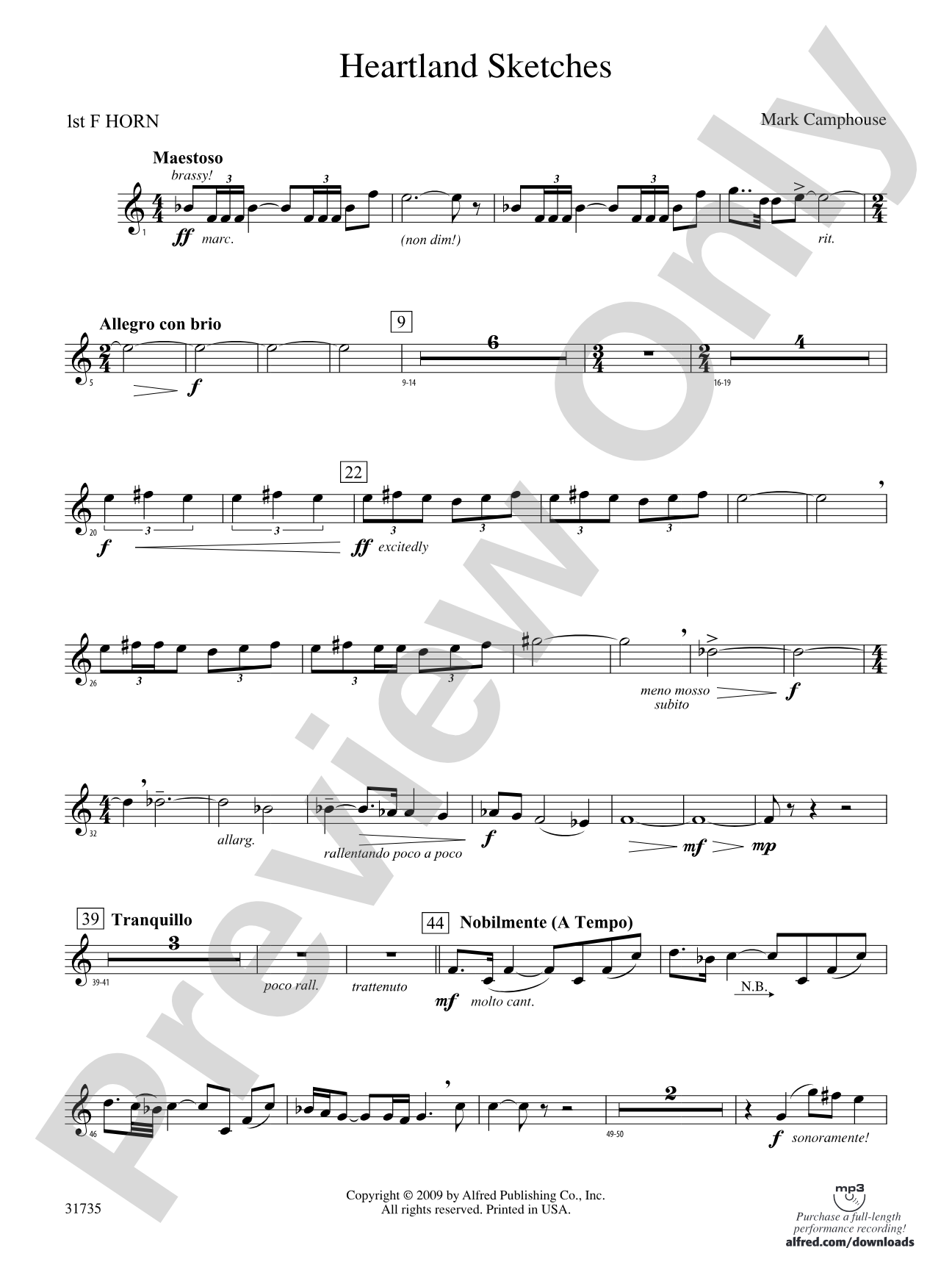 Heartland Sketches: 1st F Horn