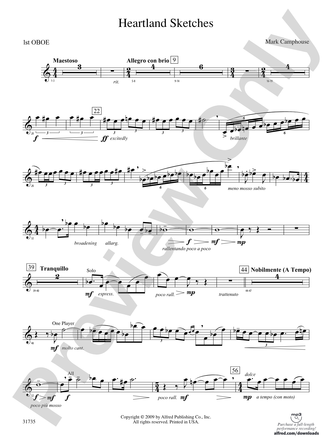 Heartland Sketches: Oboe