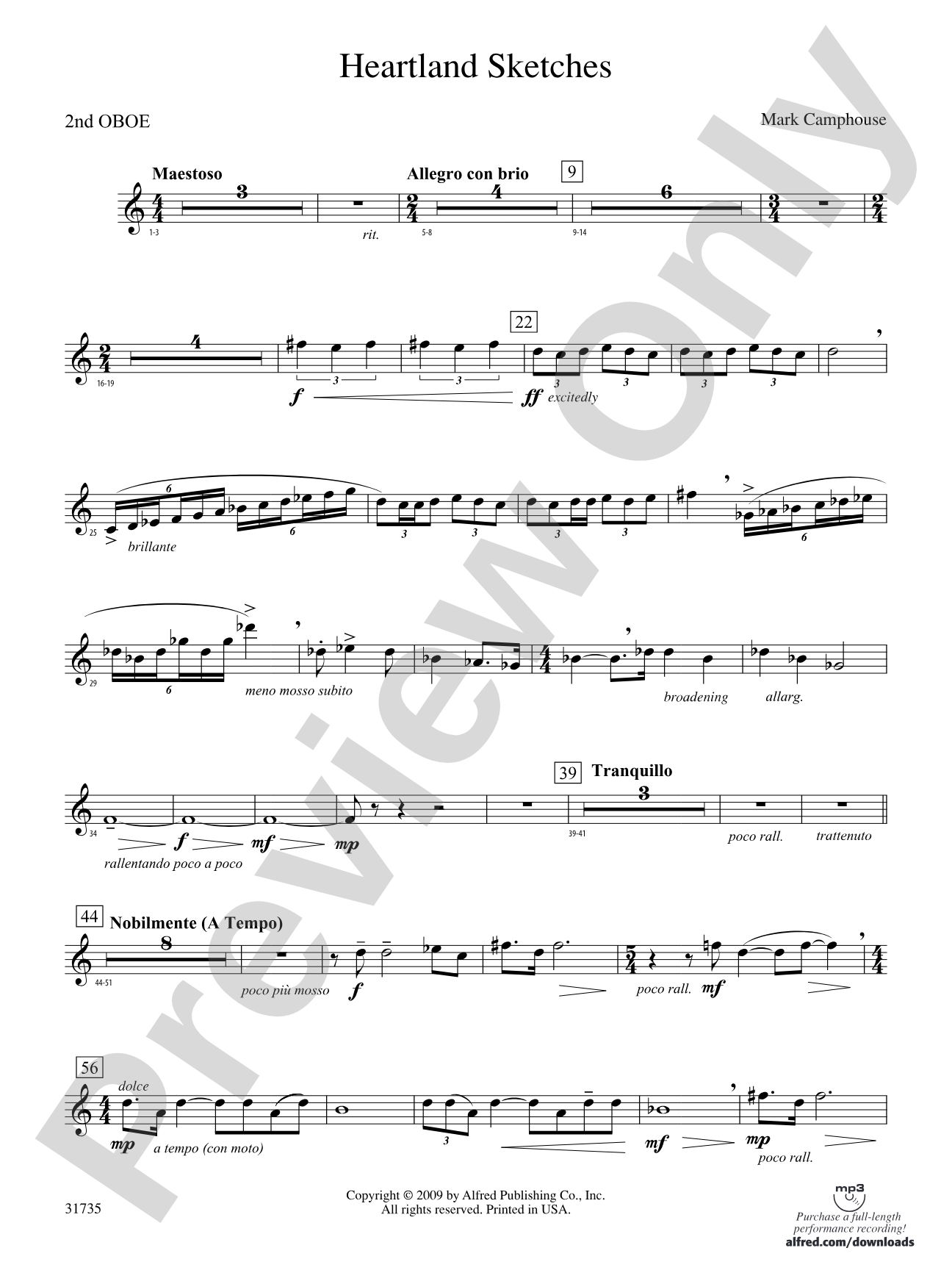 Heartland Sketches: 2nd Oboe