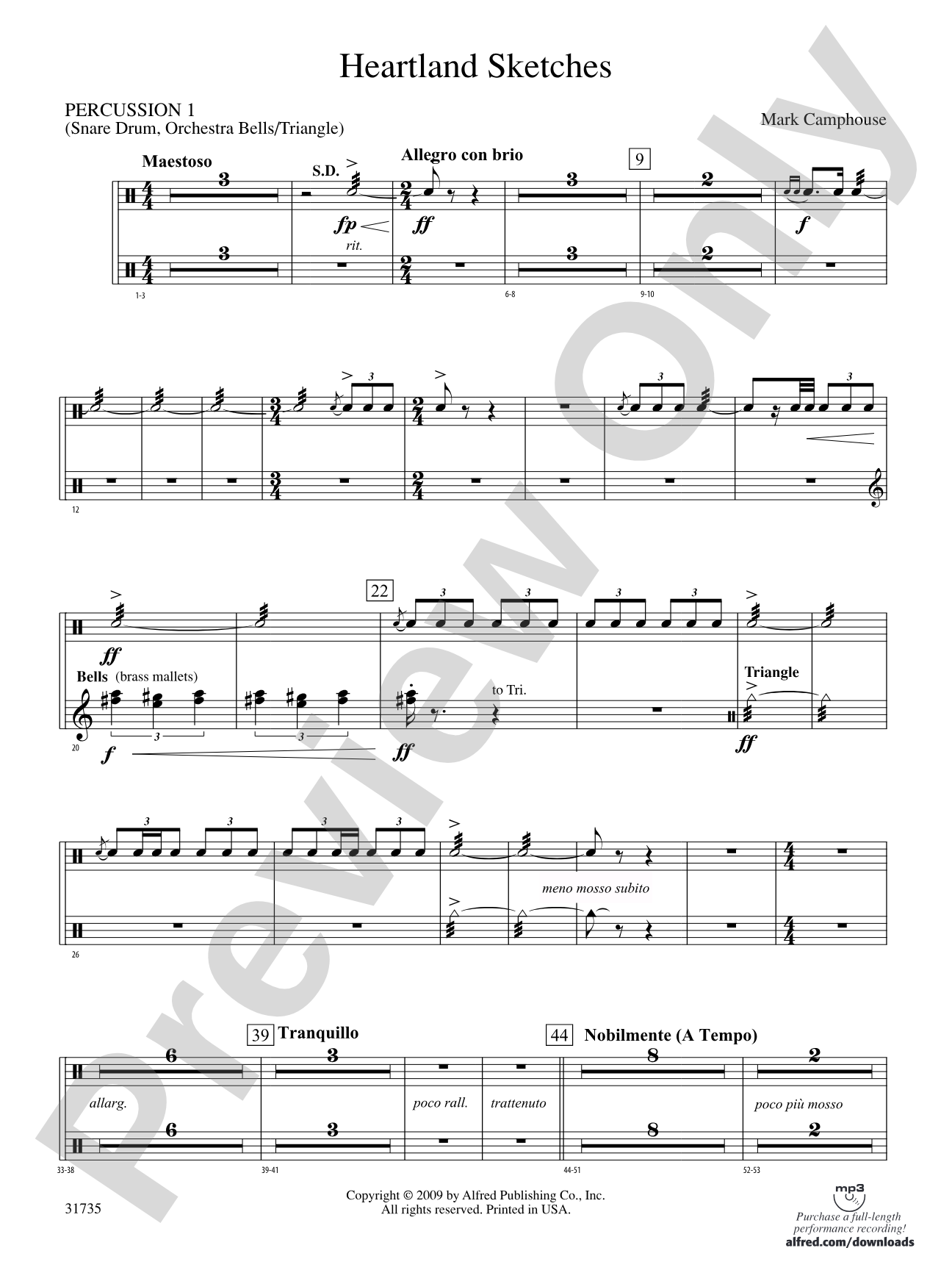 Heartland Sketches: 1st Percussion