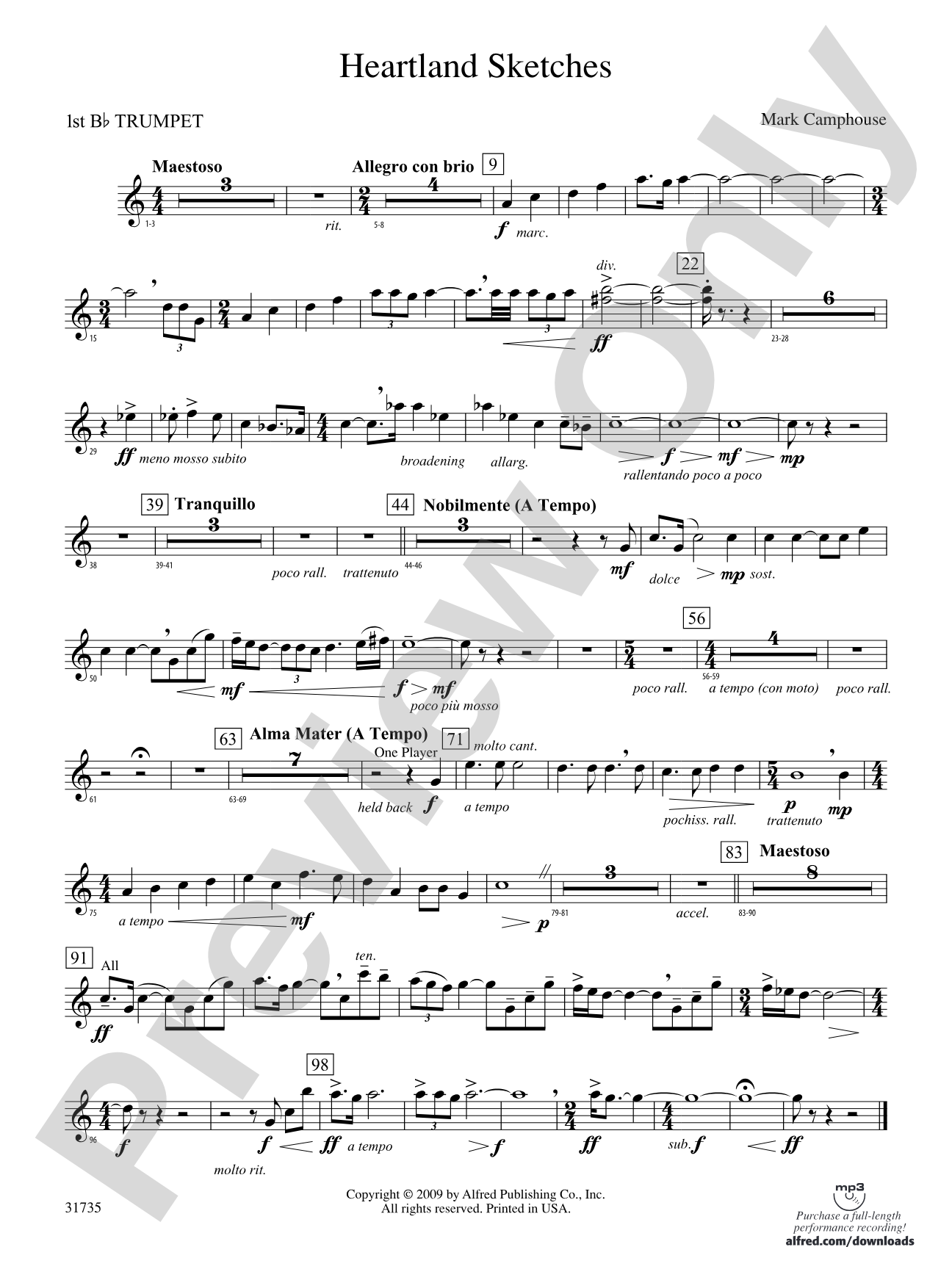 Heartland Sketches: 1st B-flat Trumpet