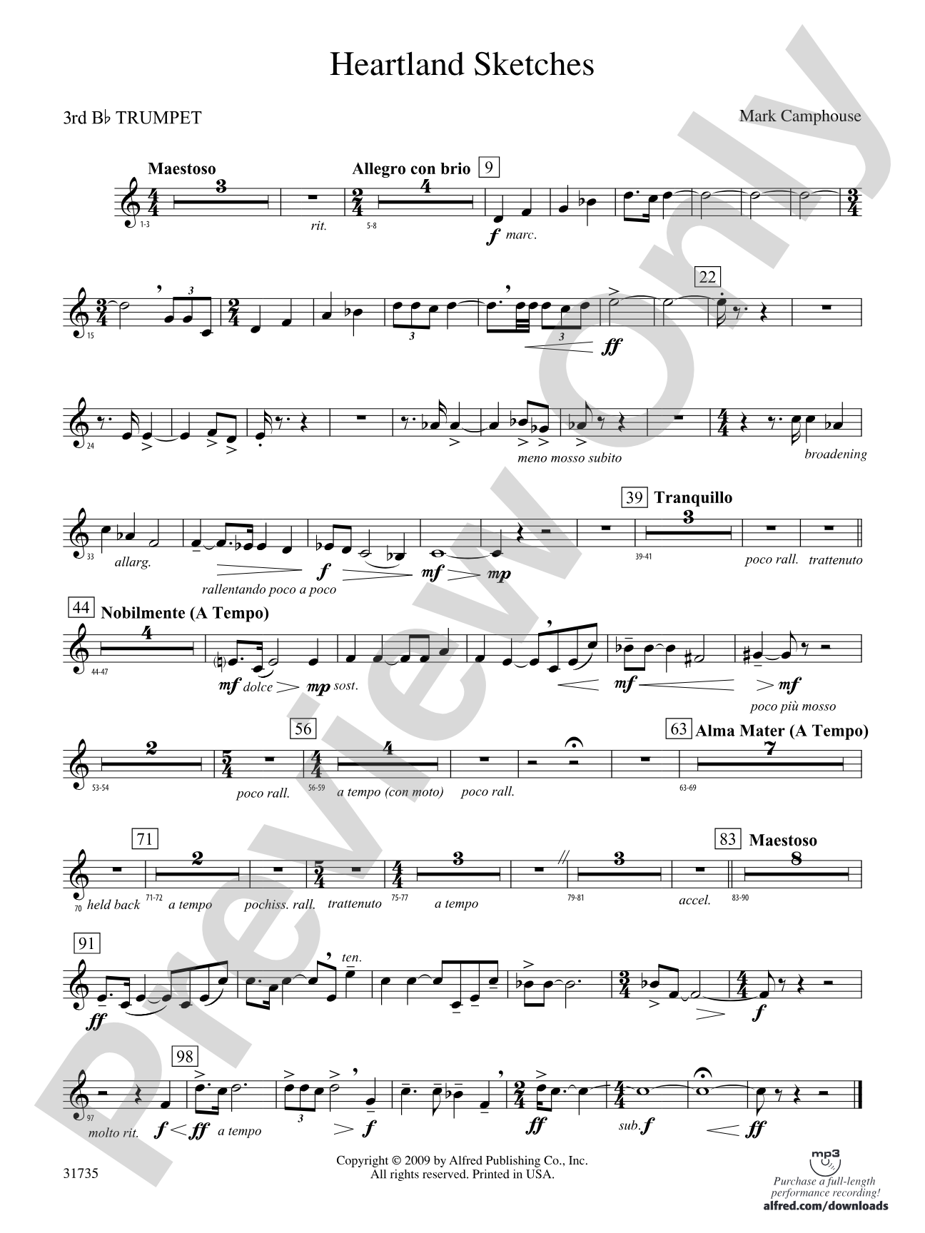 Heartland Sketches: 3rd B-flat Trumpet