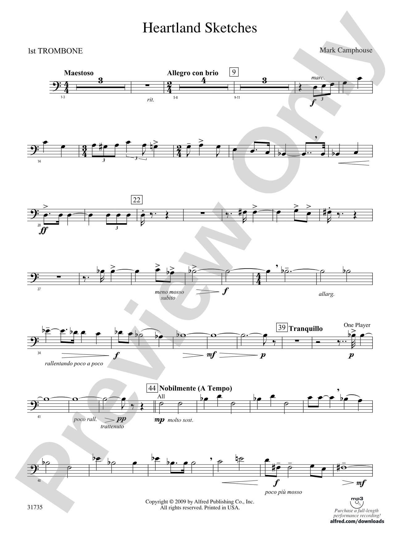Heartland Sketches: 1st Trombone
