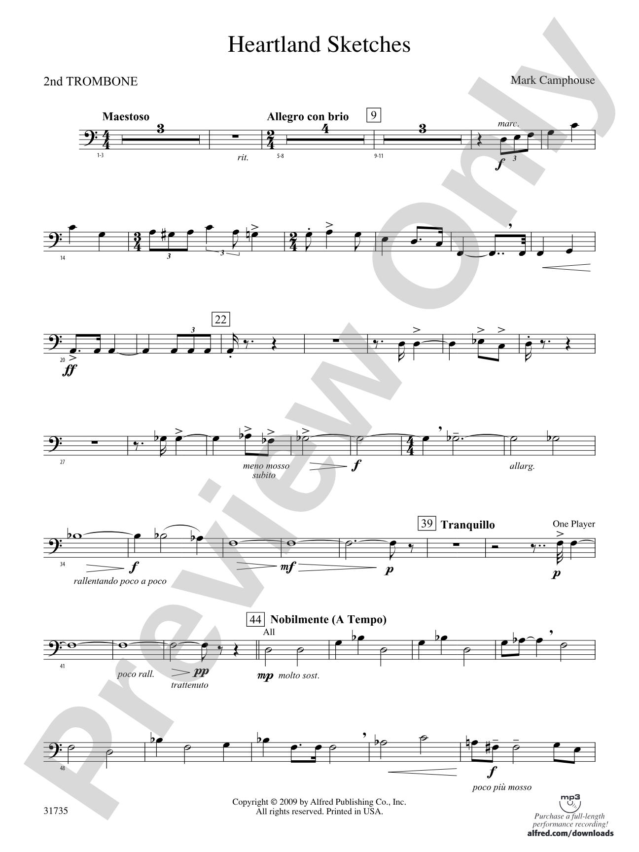 Heartland Sketches: 2nd Trombone