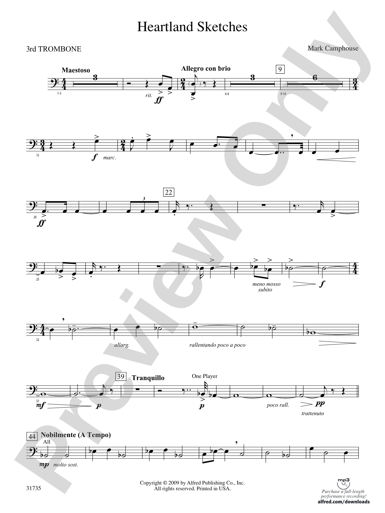 Heartland Sketches: 3rd Trombone