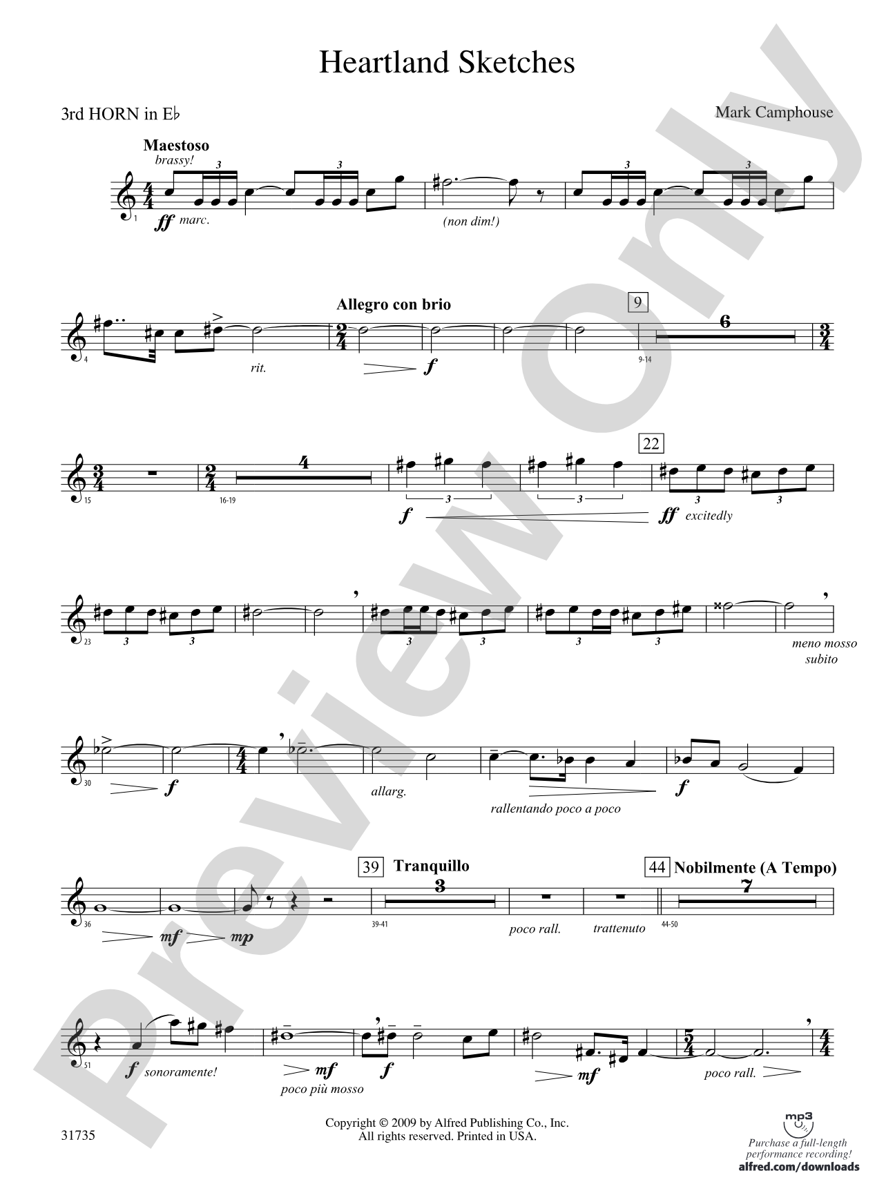 Heartland Sketches: (wp) 3rd Horn in E-flat