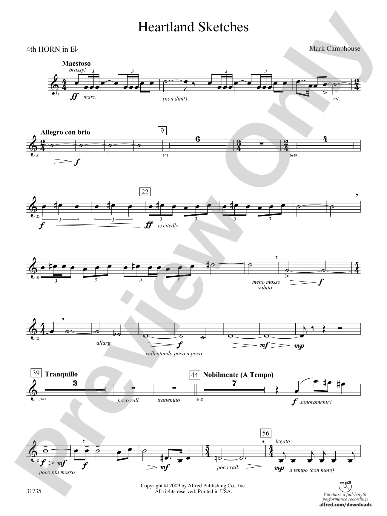 Heartland Sketches: (wp) 4th Horn in E-flat