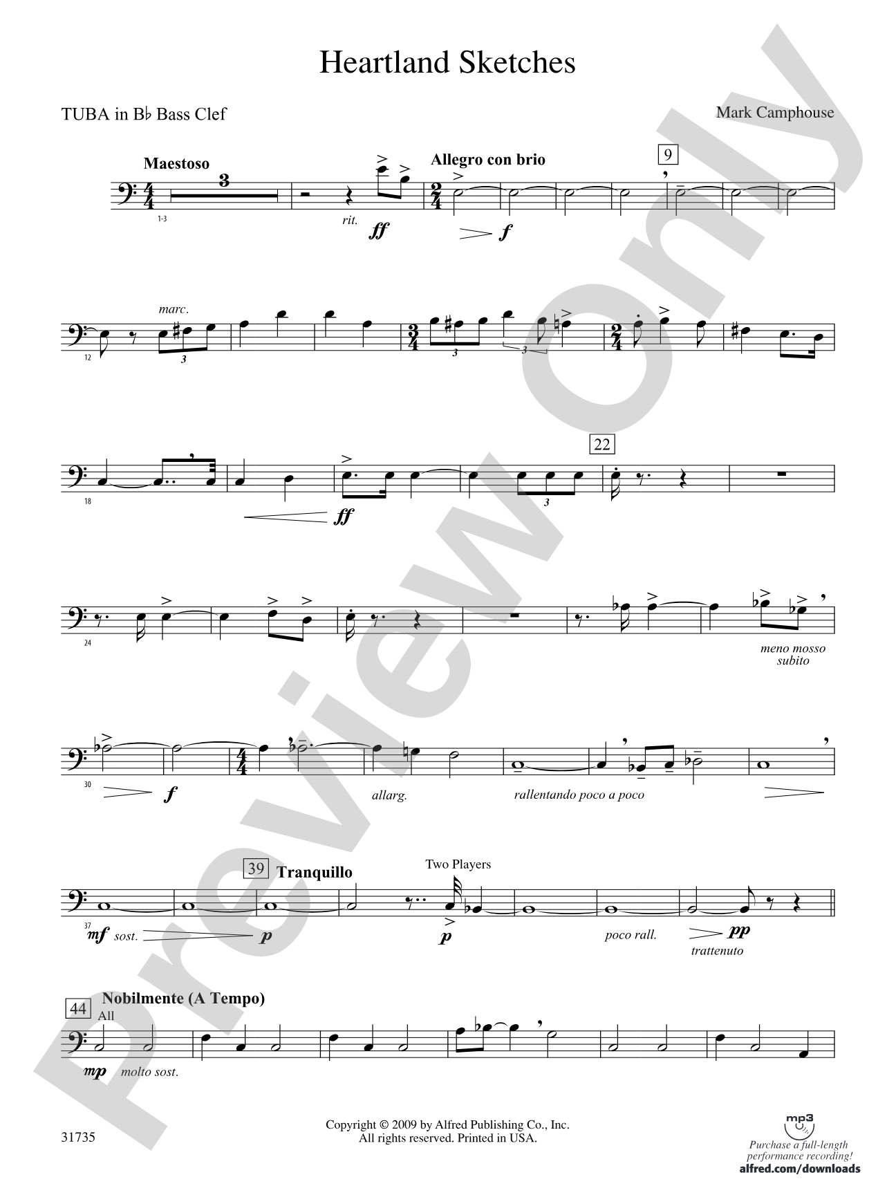 Heartland Sketches: (wp) B-flat Tuba B.C.