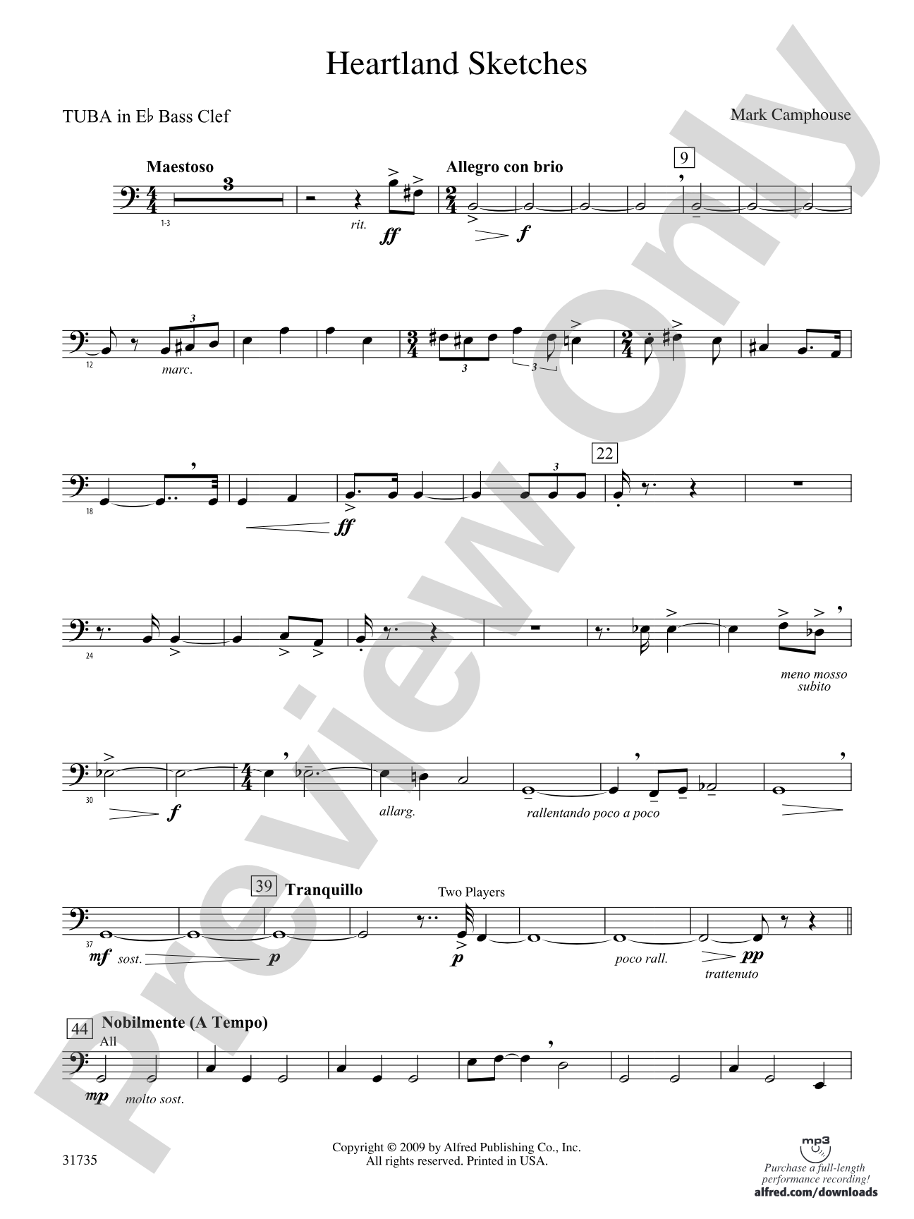 Heartland Sketches: (wp) E-flat Tuba B.C.