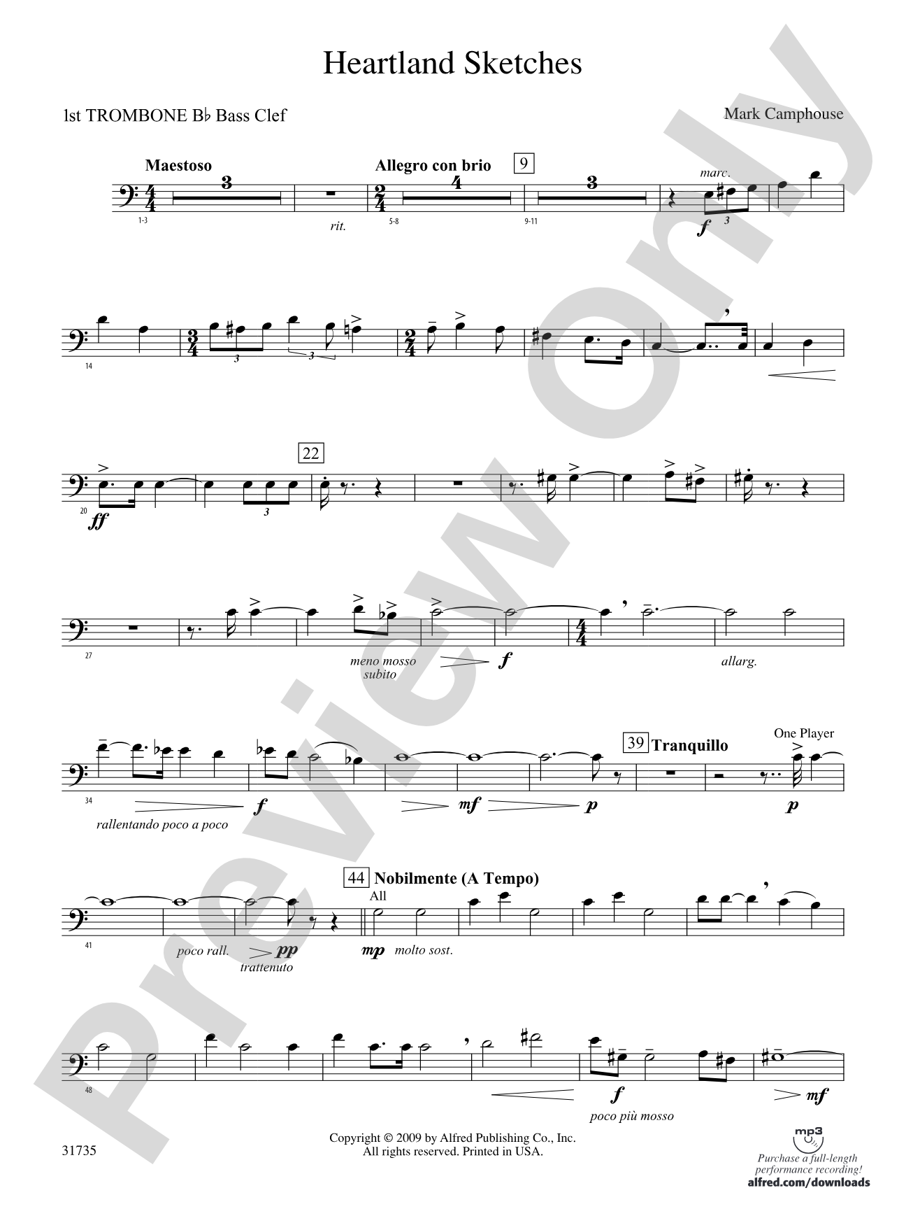 Heartland Sketches: (wp) 1st B-flat Trombone B.C.