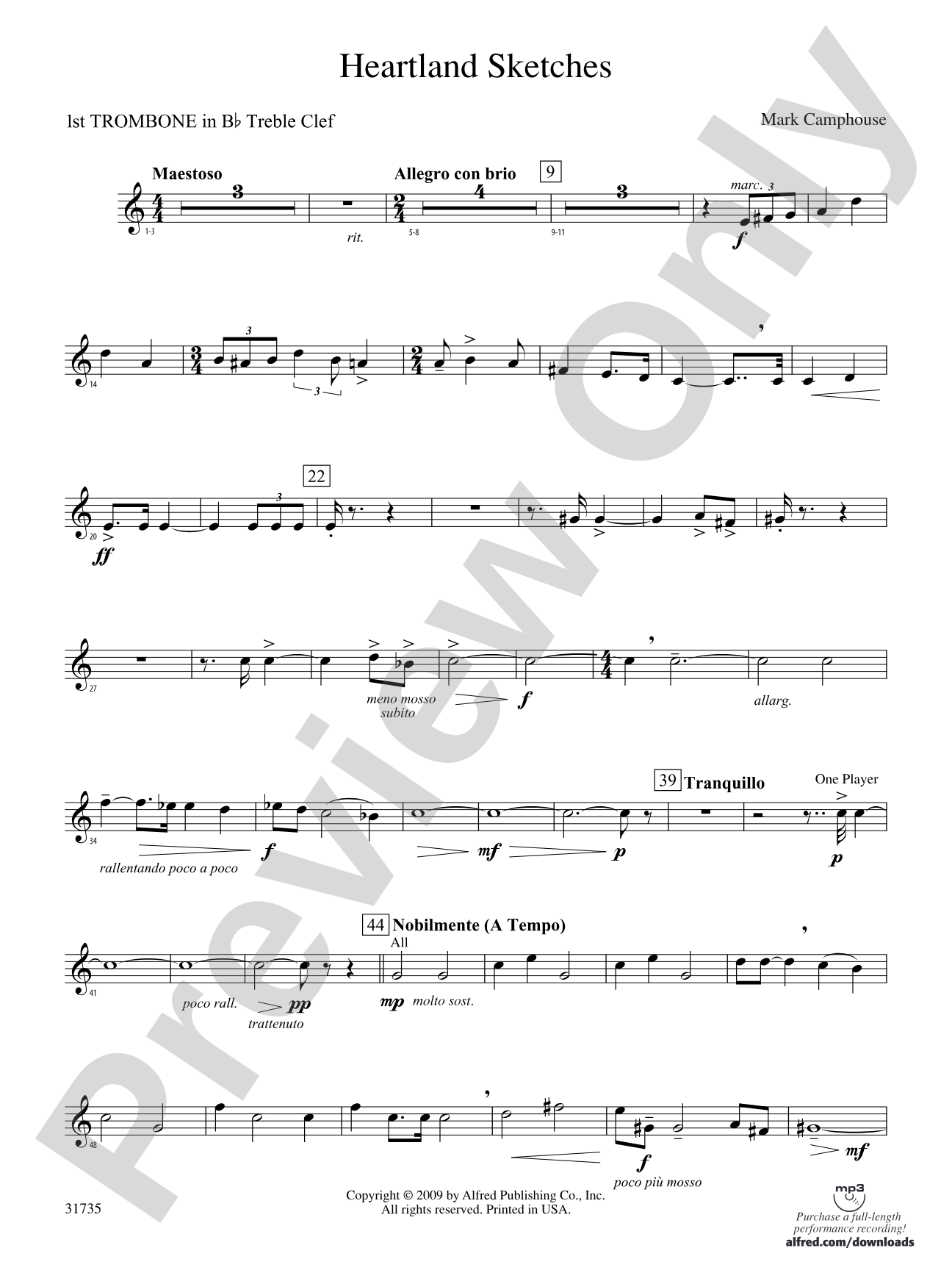 Heartland Sketches: (wp) 1st B-flat Trombone T.C.