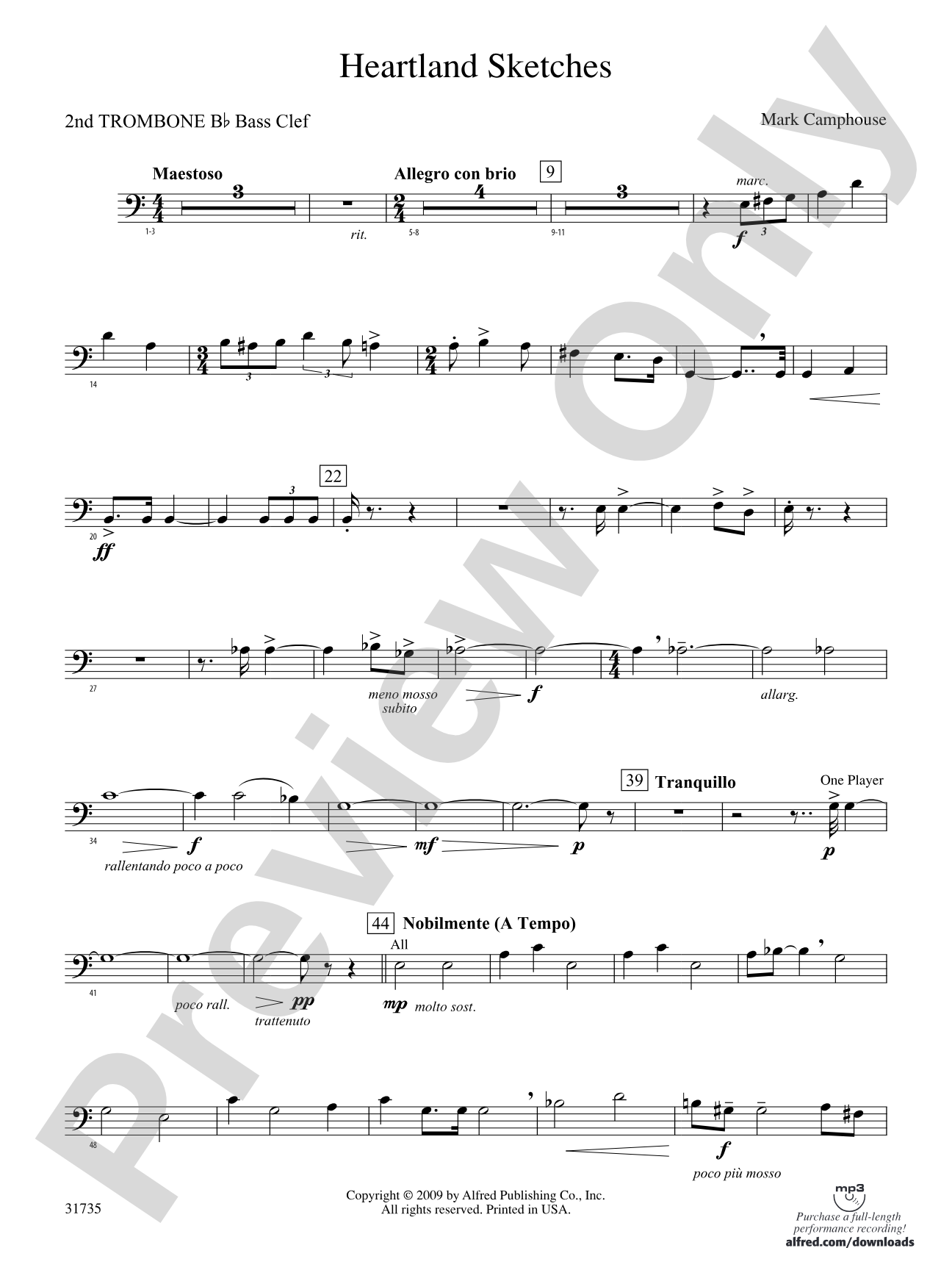 Heartland Sketches: (wp) 2nd B-flat Trombone B.C.