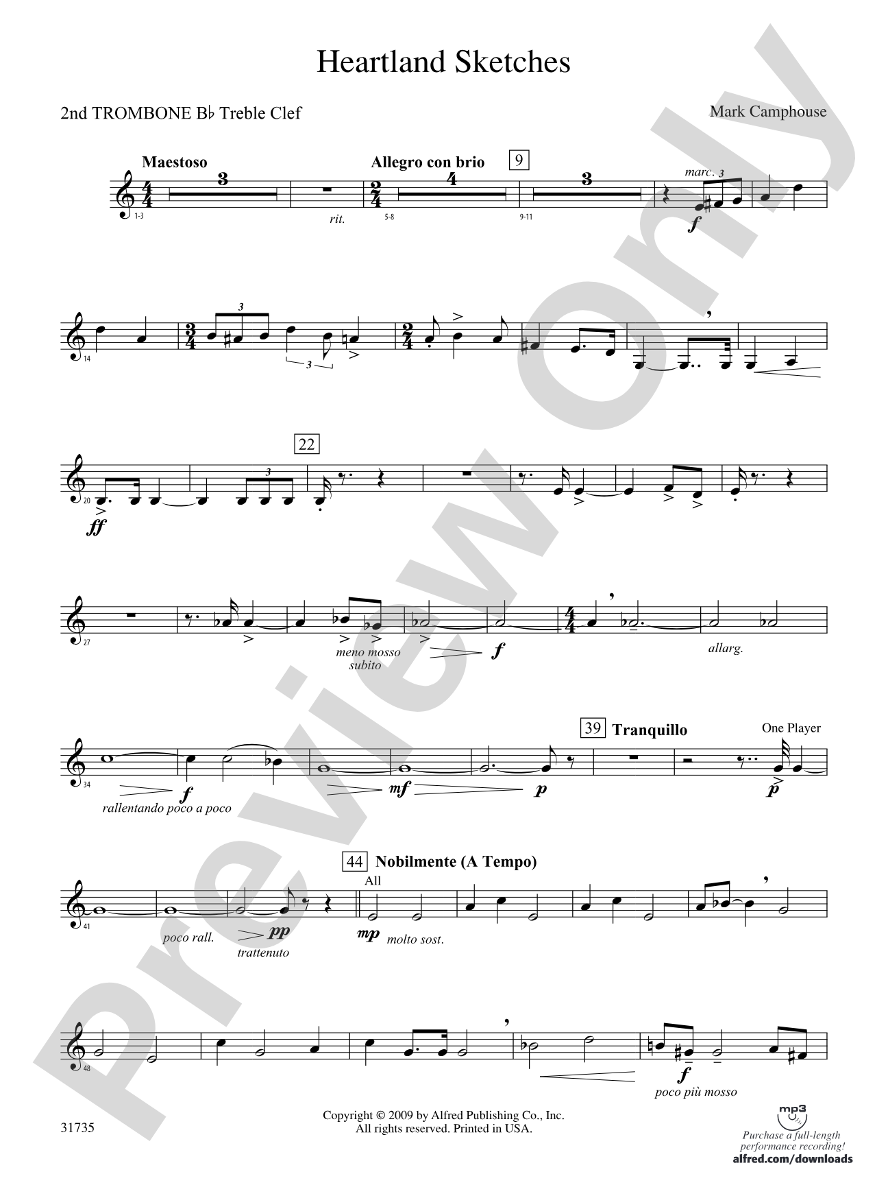 Heartland Sketches: (wp) 2nd B-flat Trombone T.C.