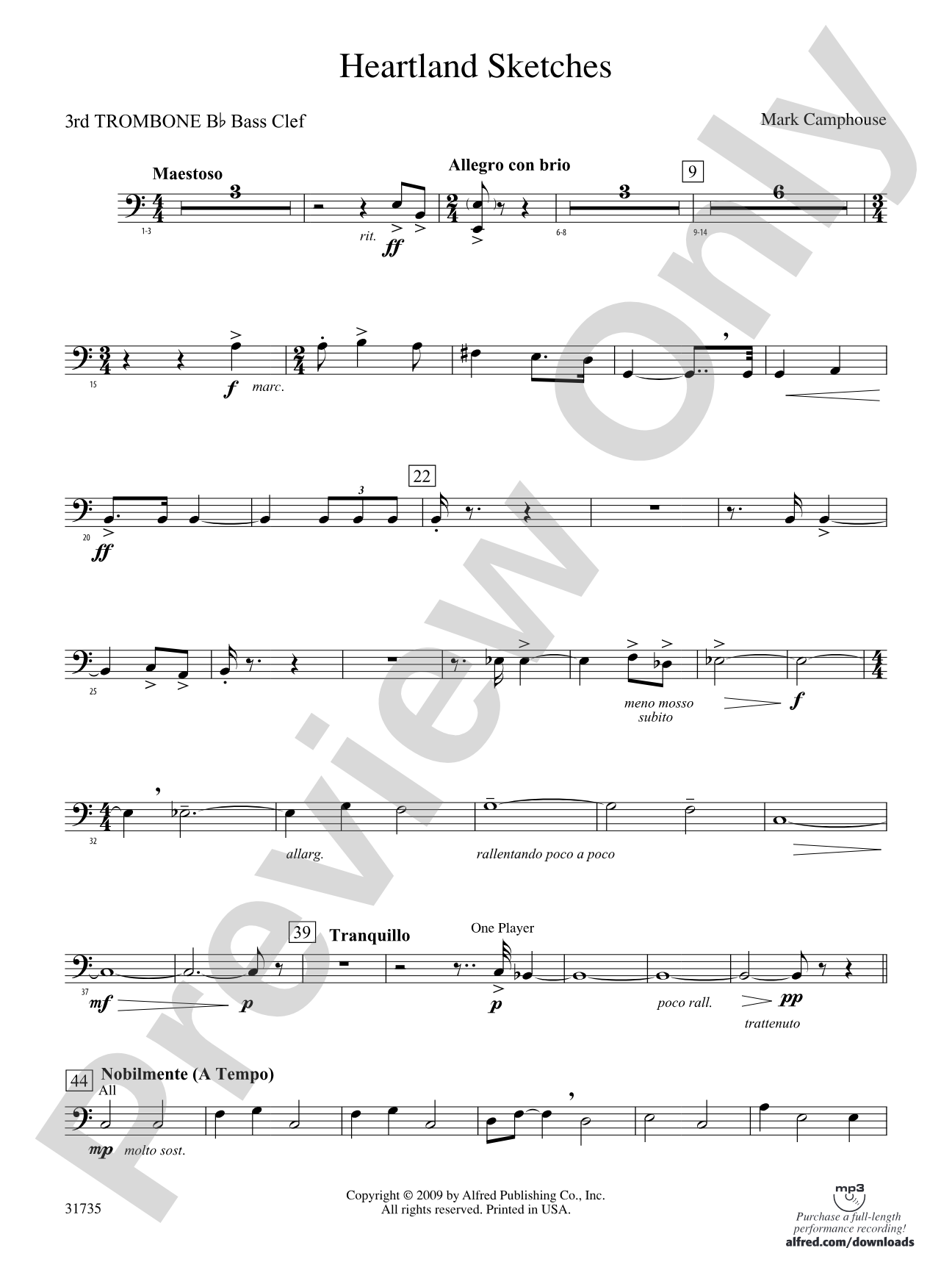 Heartland Sketches: (wp) 3rd B-flat Trombone B.C.