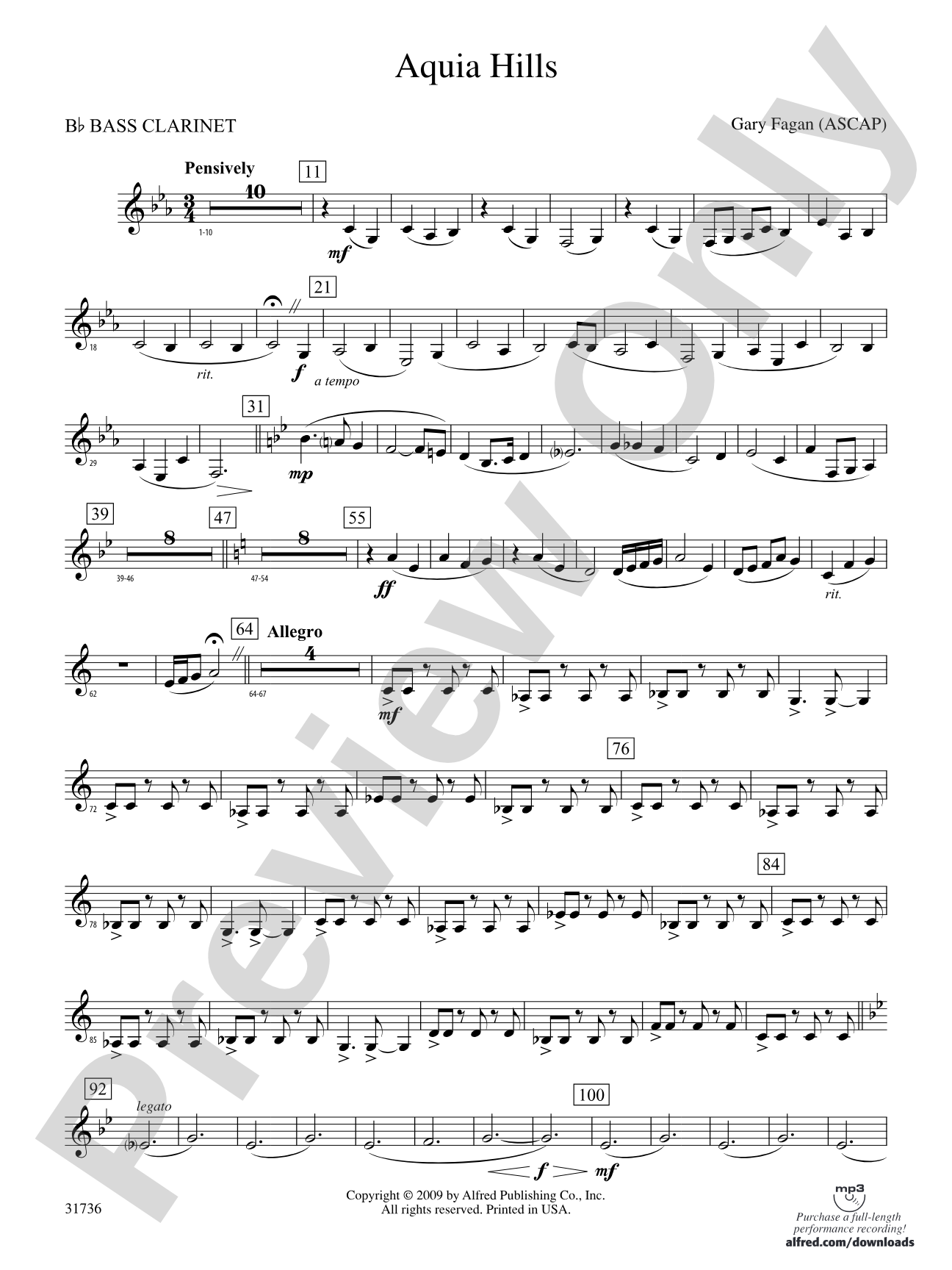 Aquia Hills: B-flat Bass Clarinet
