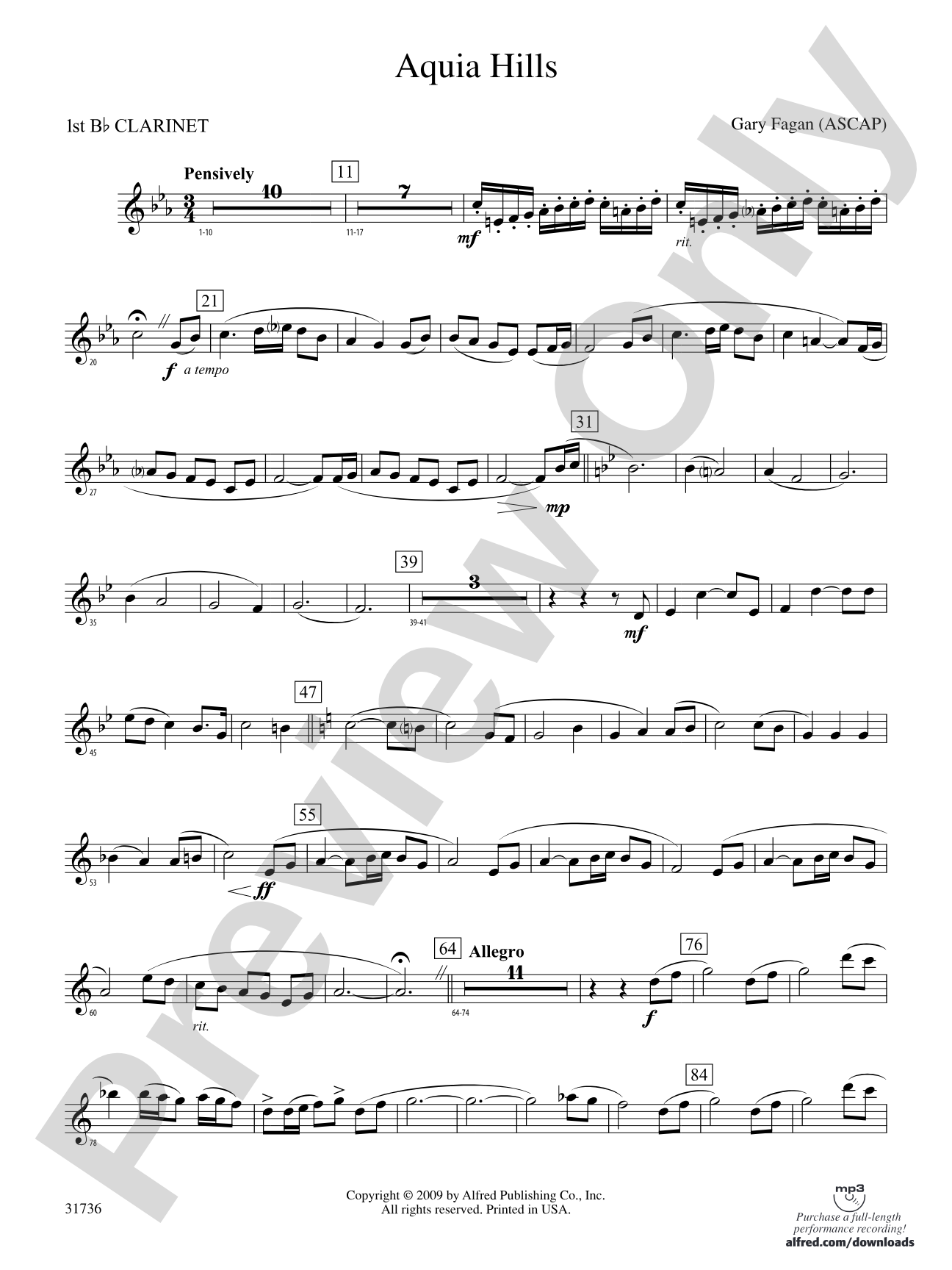 Aquia Hills: 1st B-flat Clarinet