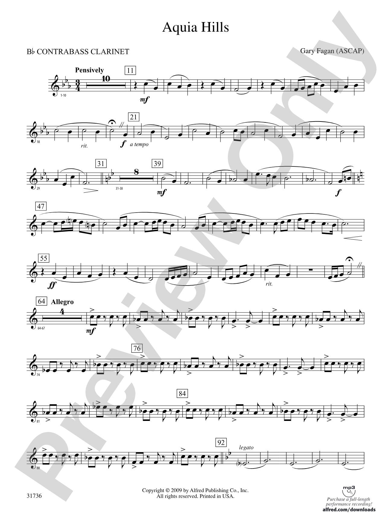 Aquia Hills: (wp) B-flat Contrabass Clarinet