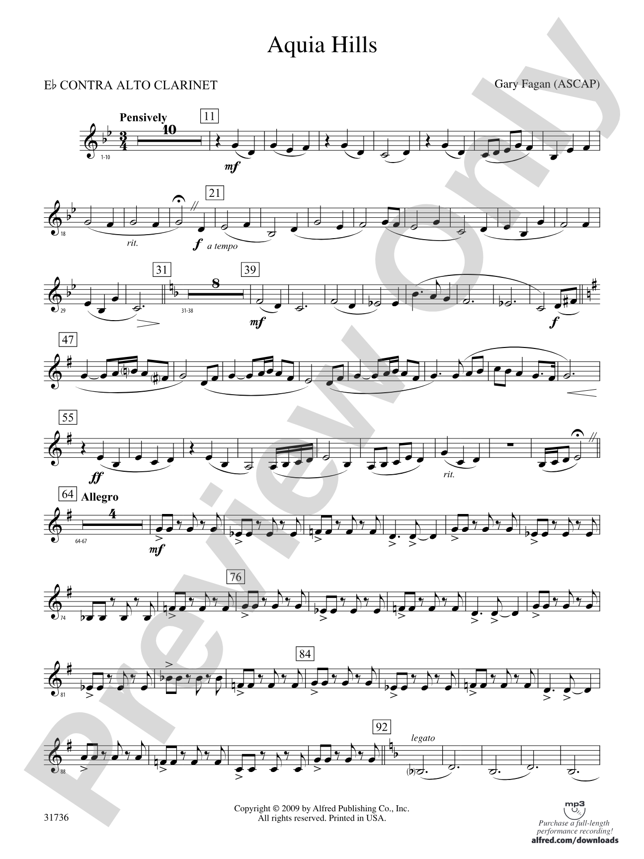 Aquia Hills: (wp) E-flat Contrabass Clarinet