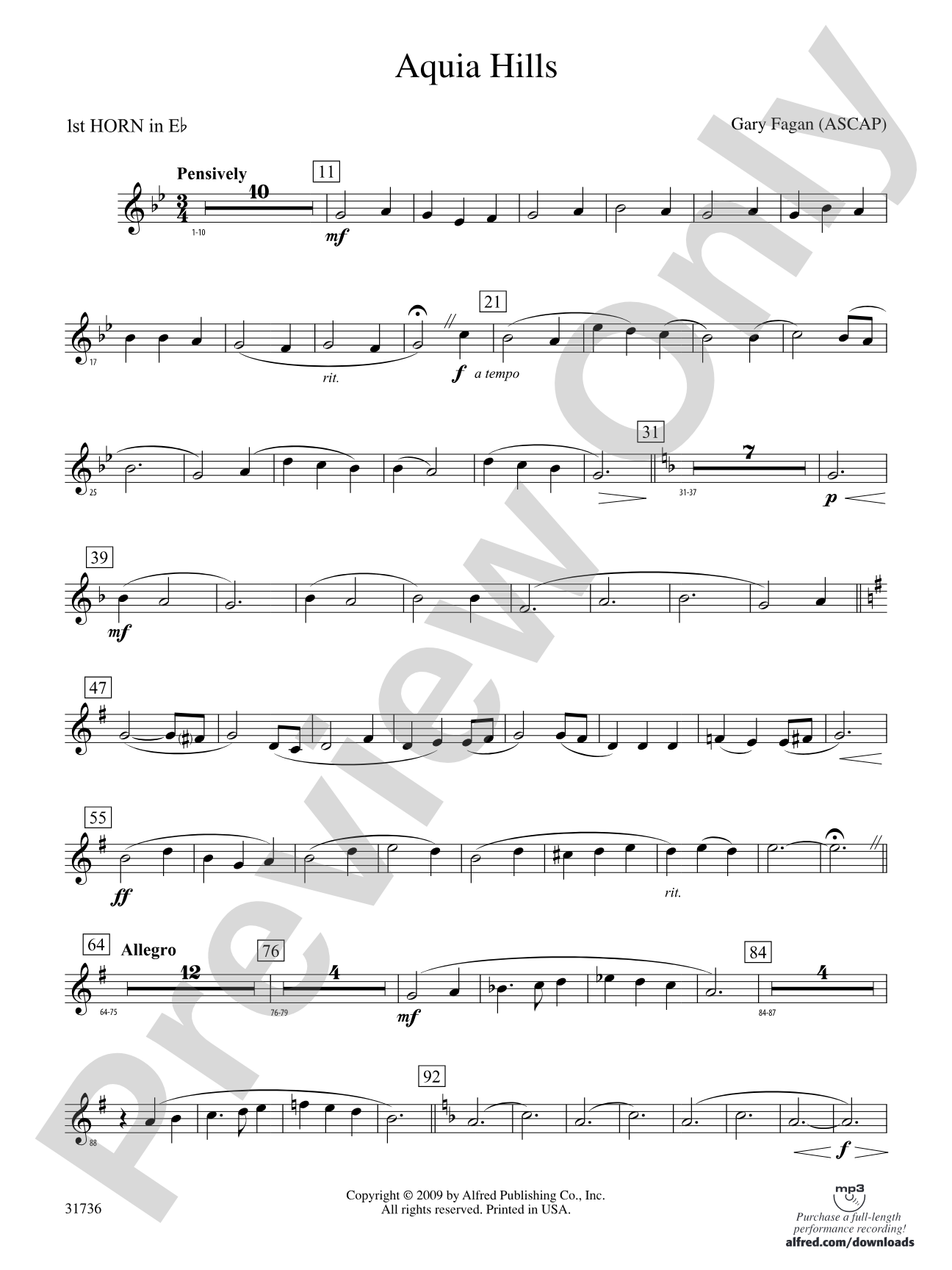 Aquia Hills: (wp) 1st Horn in E-flat