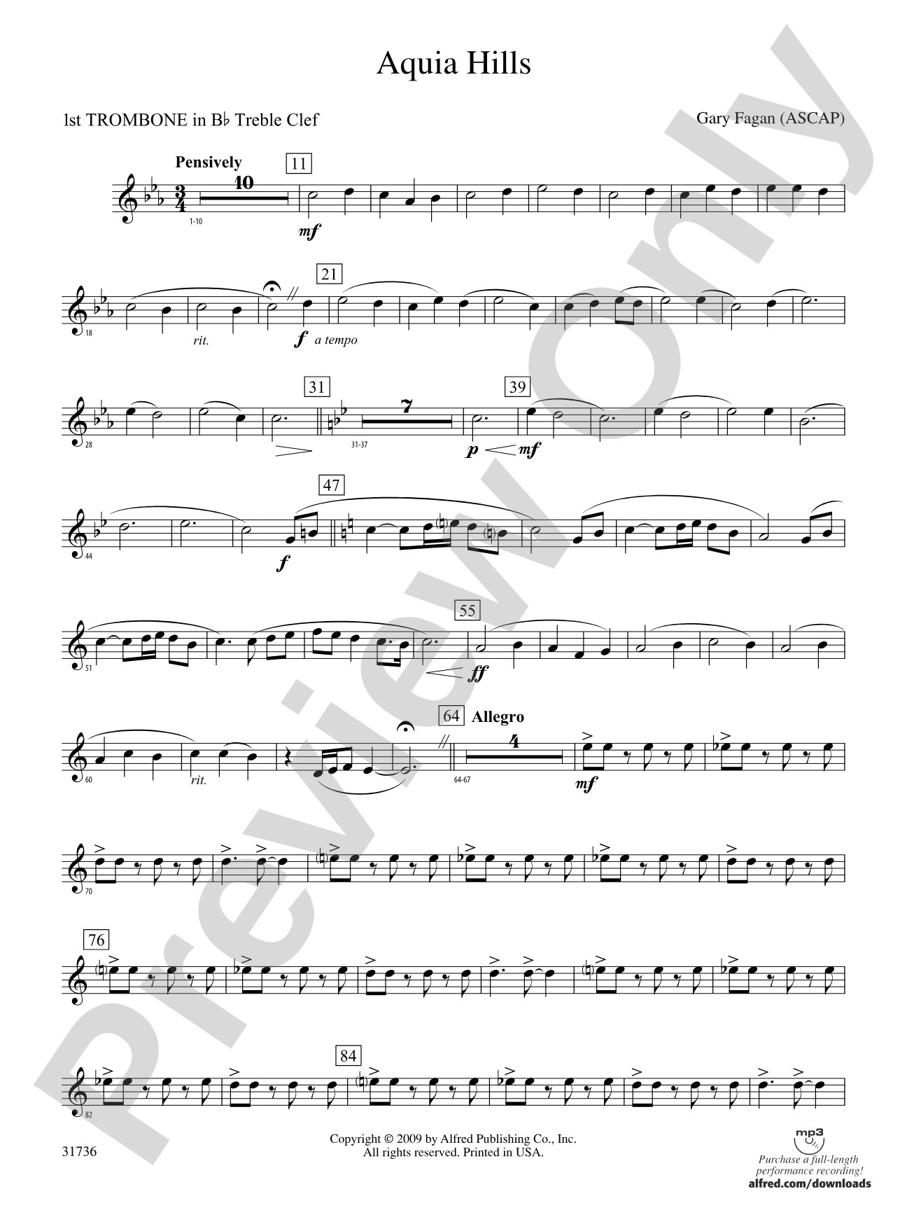 Aquia Hills: (wp) 1st B-flat Trombone T.C.