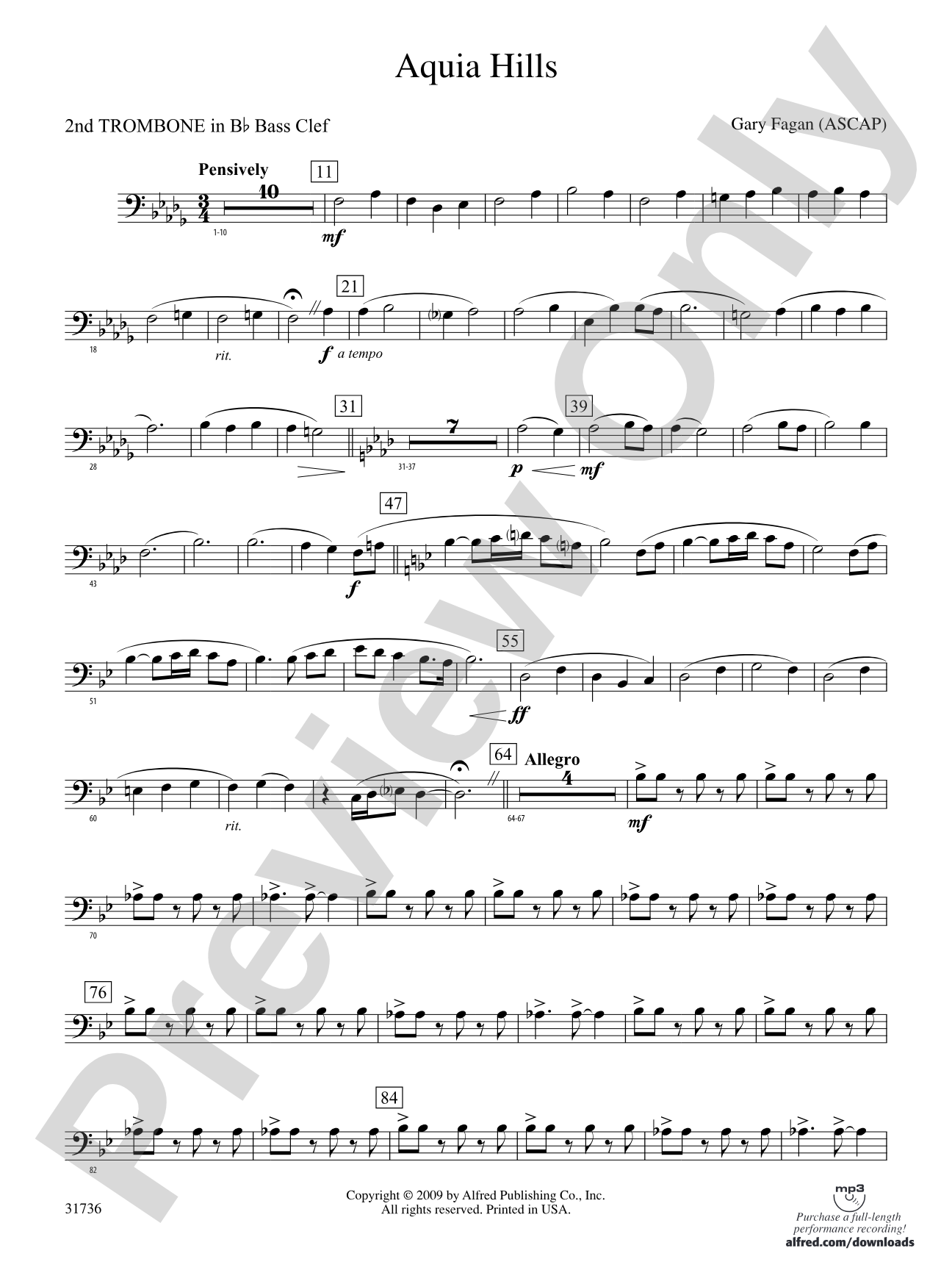 Aquia Hills: (wp) 2nd B-flat Trombone B.C.