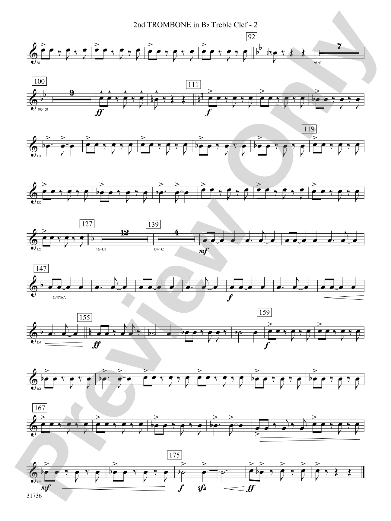 Aquia Hills: (wp) 2nd B-flat Trombone T.C.