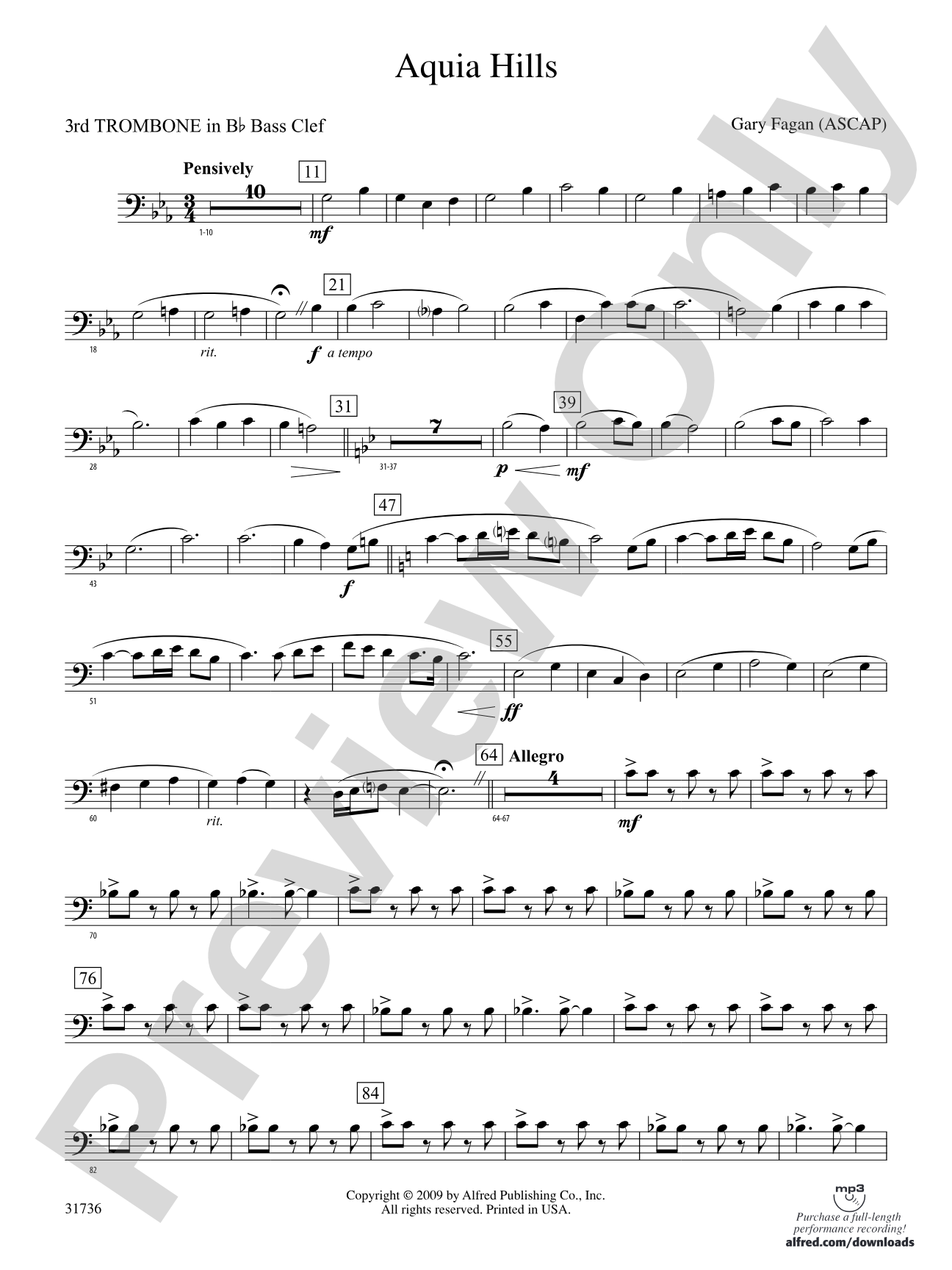 Aquia Hills: (wp) 3rd B-flat Trombone B.C.