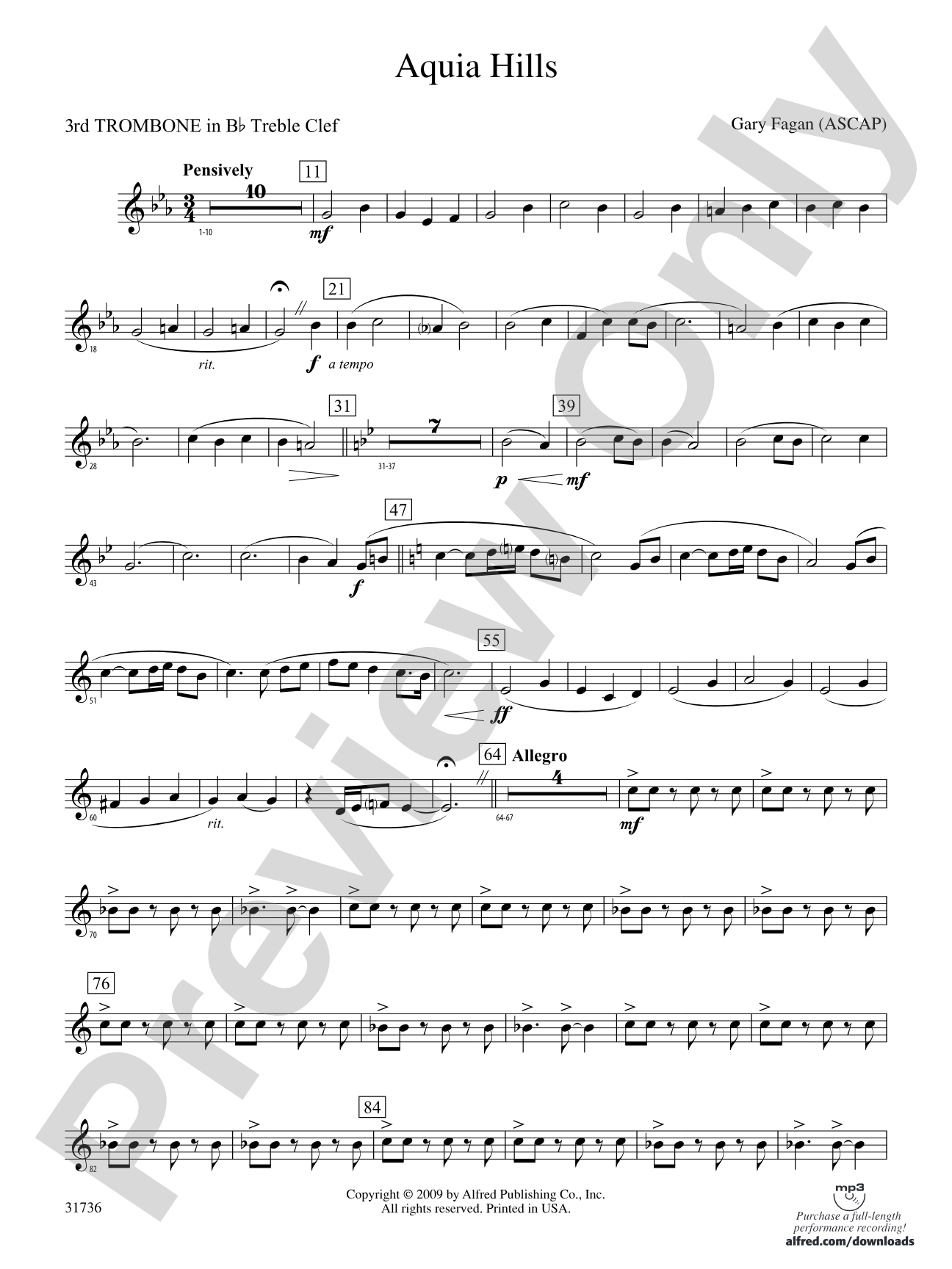 Aquia Hills: (wp) 3rd B-flat Trombone T.C.