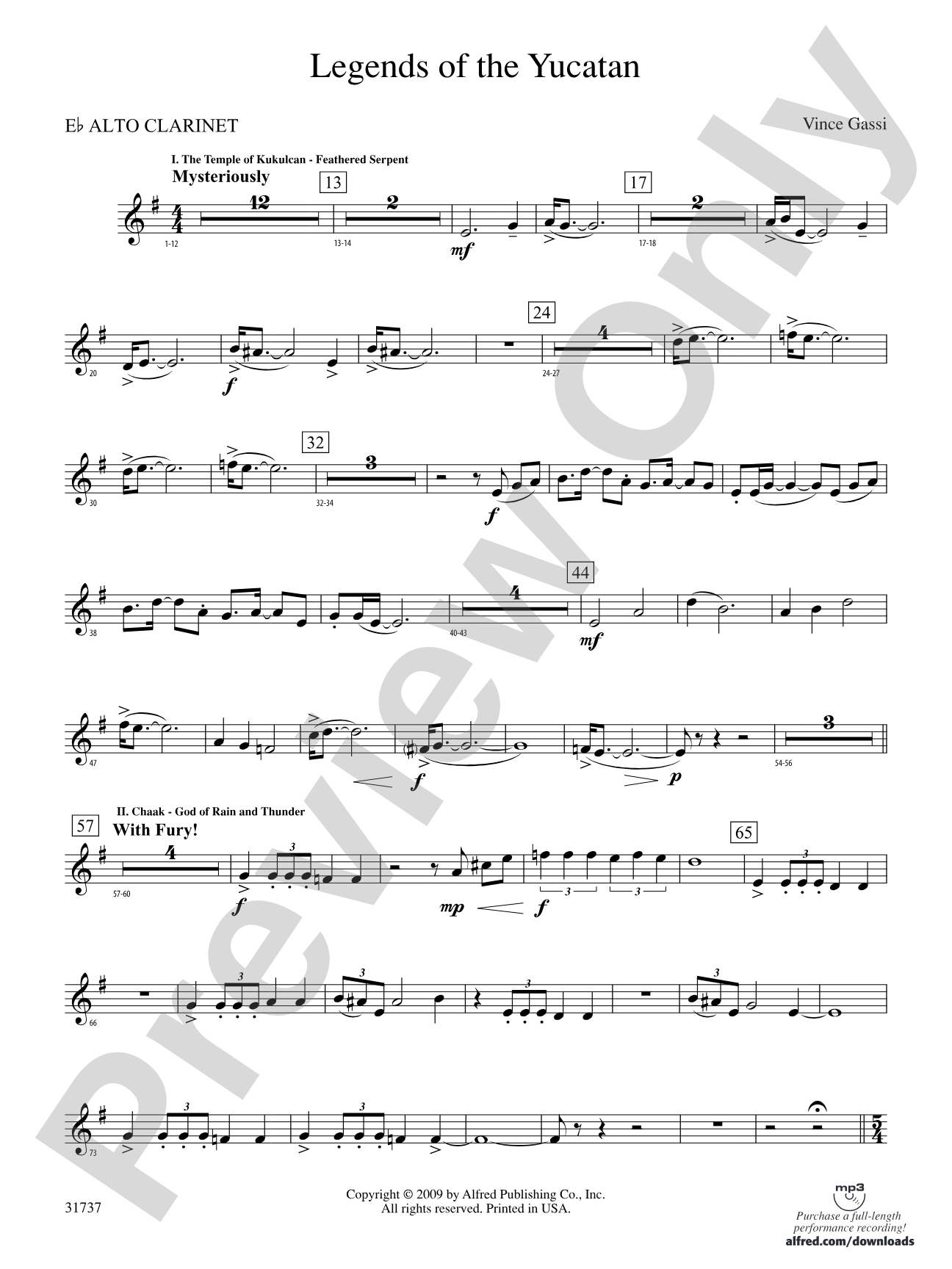 Legends of the Yucatan: (wp) E-flat Alto Clarinet