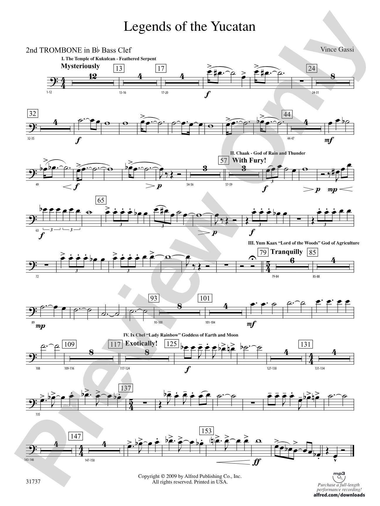 Legends of the Yucatan: (wp) 2nd B-flat Trombone B.C.