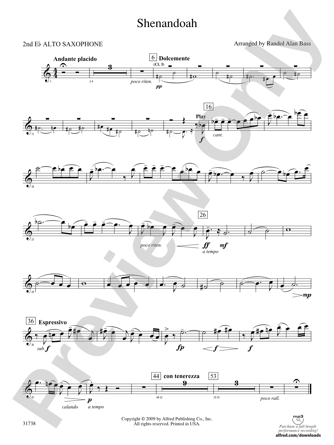 Shenandoah: 2nd E-flat Alto Saxophone
