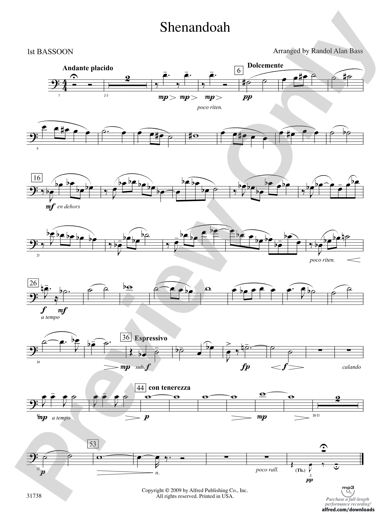 Shenandoah: Bassoon