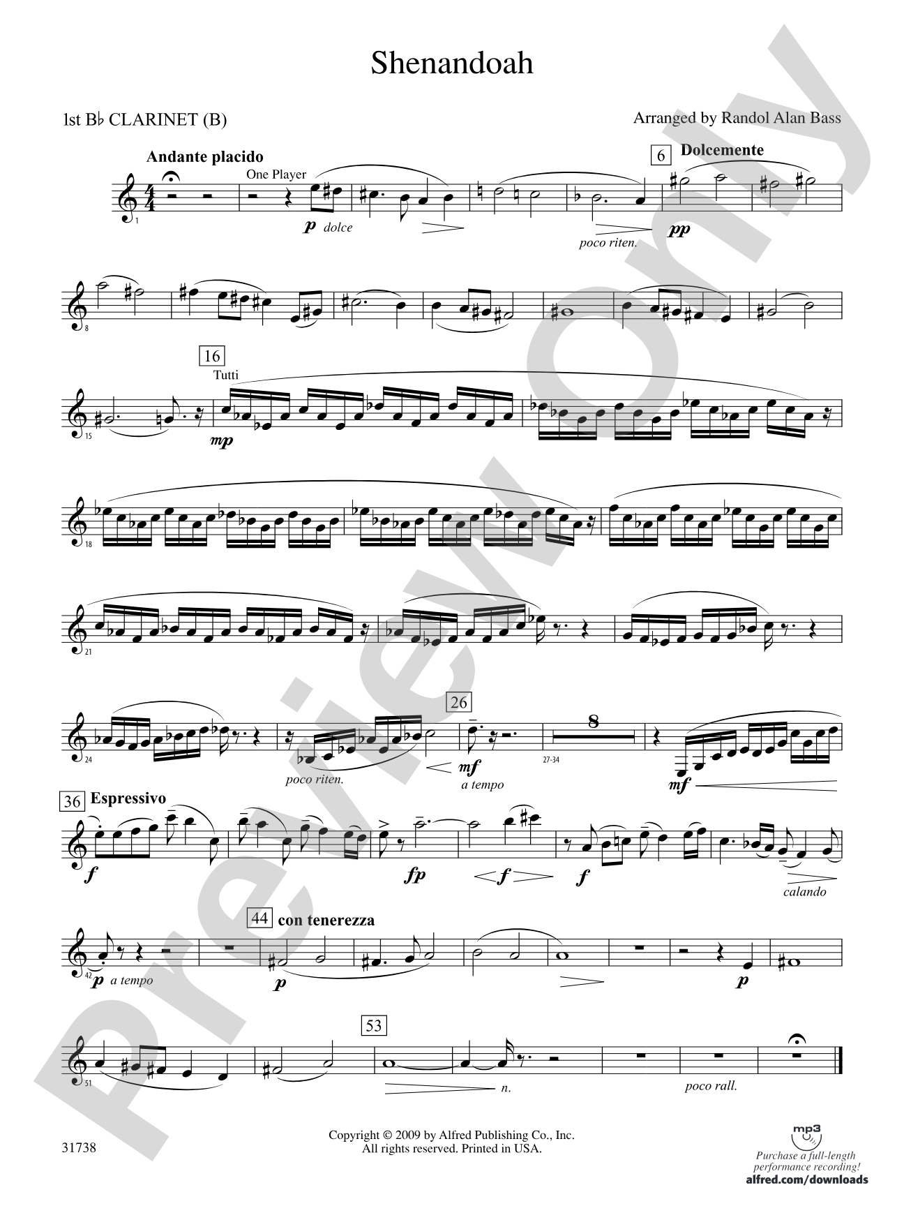 Shenandoah: 2nd B-flat Clarinet
