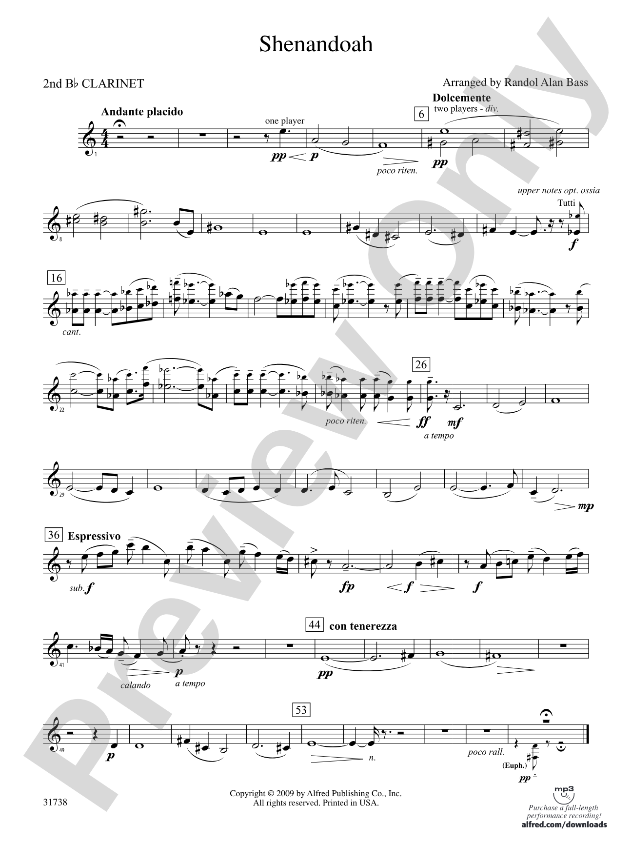 Shenandoah: 3rd B-flat Clarinet